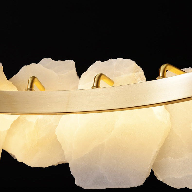 Blushlighting Tiered Circular Alabaster Chandelier - Ø47"xH79"GoldWarm WhiteBlushlighting