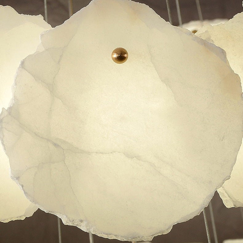 Blushlighting Tiered Circular Alabaster Chandelier - Ø47"xH79"GoldWarm WhiteBlushlighting