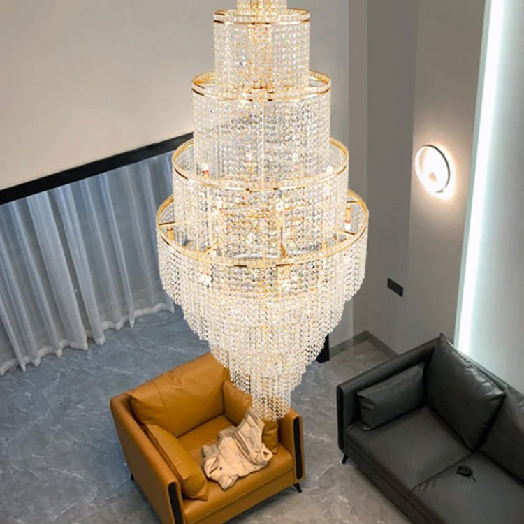 Blushlighting Tiered Crystal Foyer Chandelier - Ø31"×H91"GoldBlushlighting