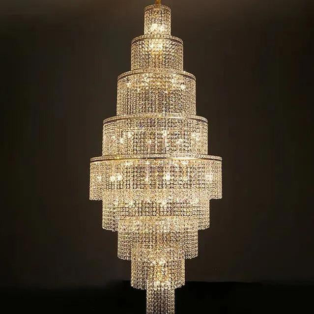 Blushlighting Tiered Crystal Foyer Chandelier - Ø31"×H91"GoldBlushlighting