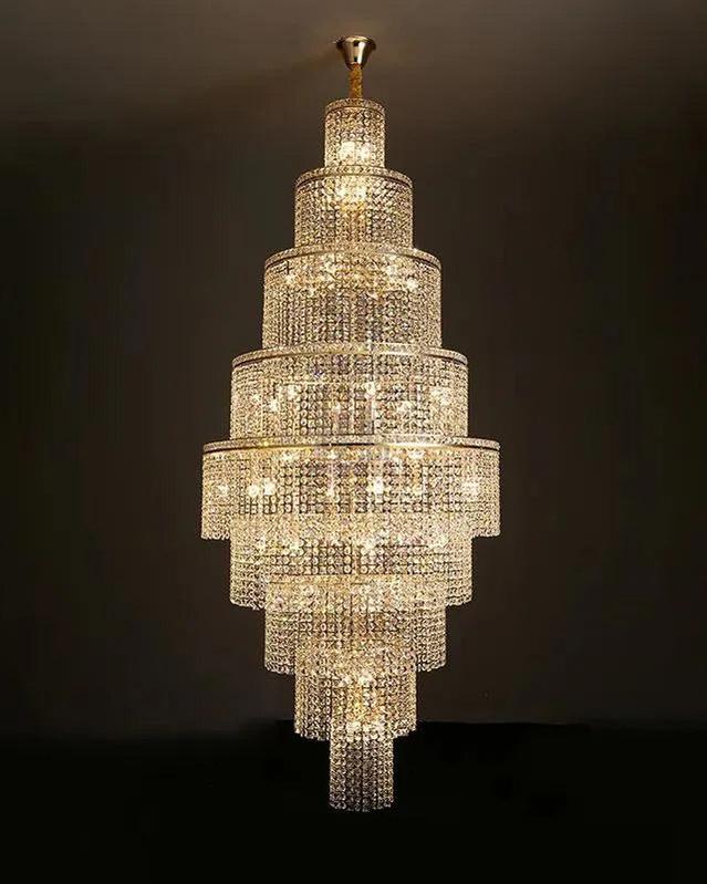 Blushlighting Tiered Crystal Foyer Chandelier - Ø31"×H91"GoldBlushlighting
