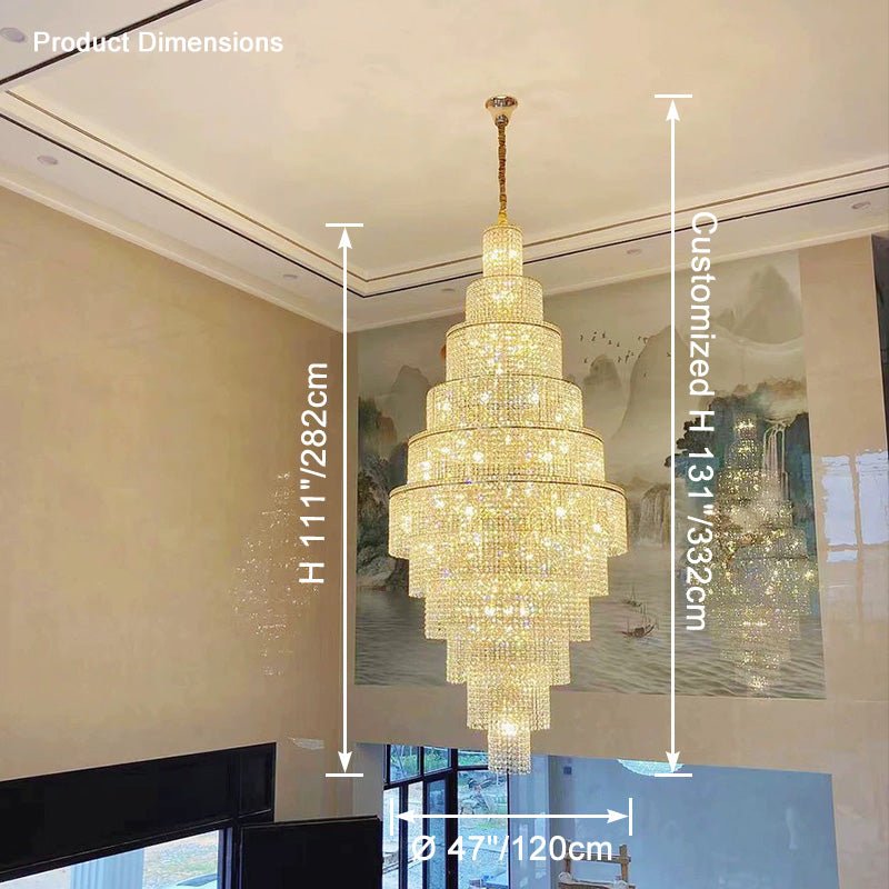 Blushlighting Tiered Crystal Foyer Chandelier - Ø47"×H131"GoldBlushlighting