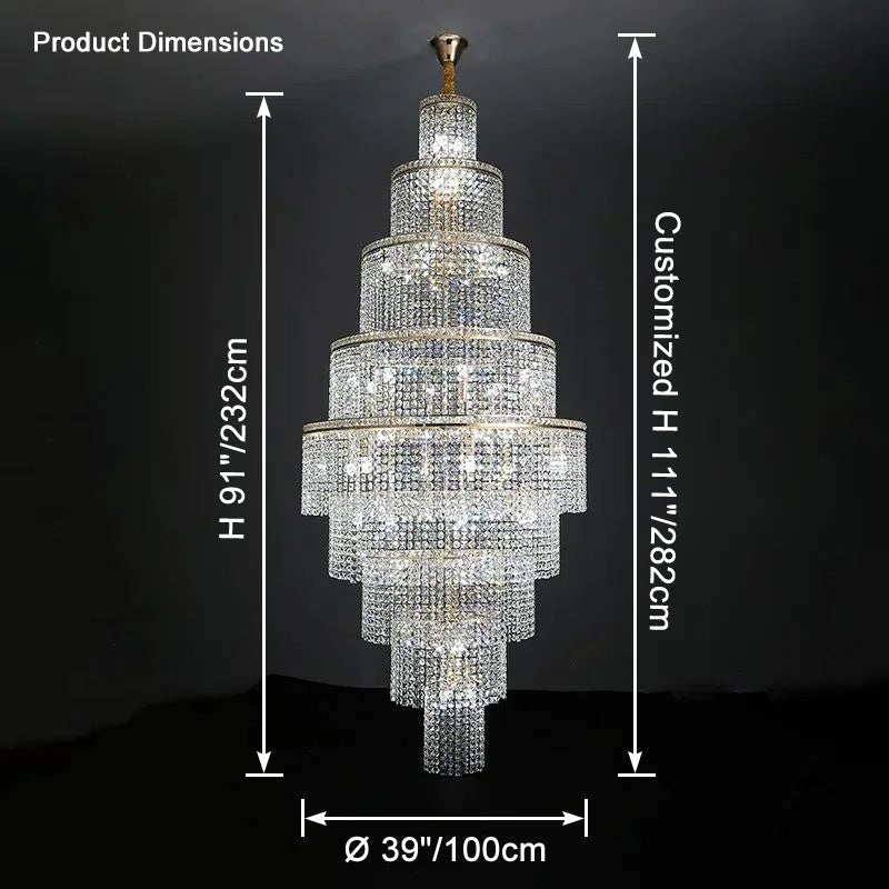 Blushlighting Tiered Crystal Foyer Chandelier - Ø39"×H111"GoldBlushlighting