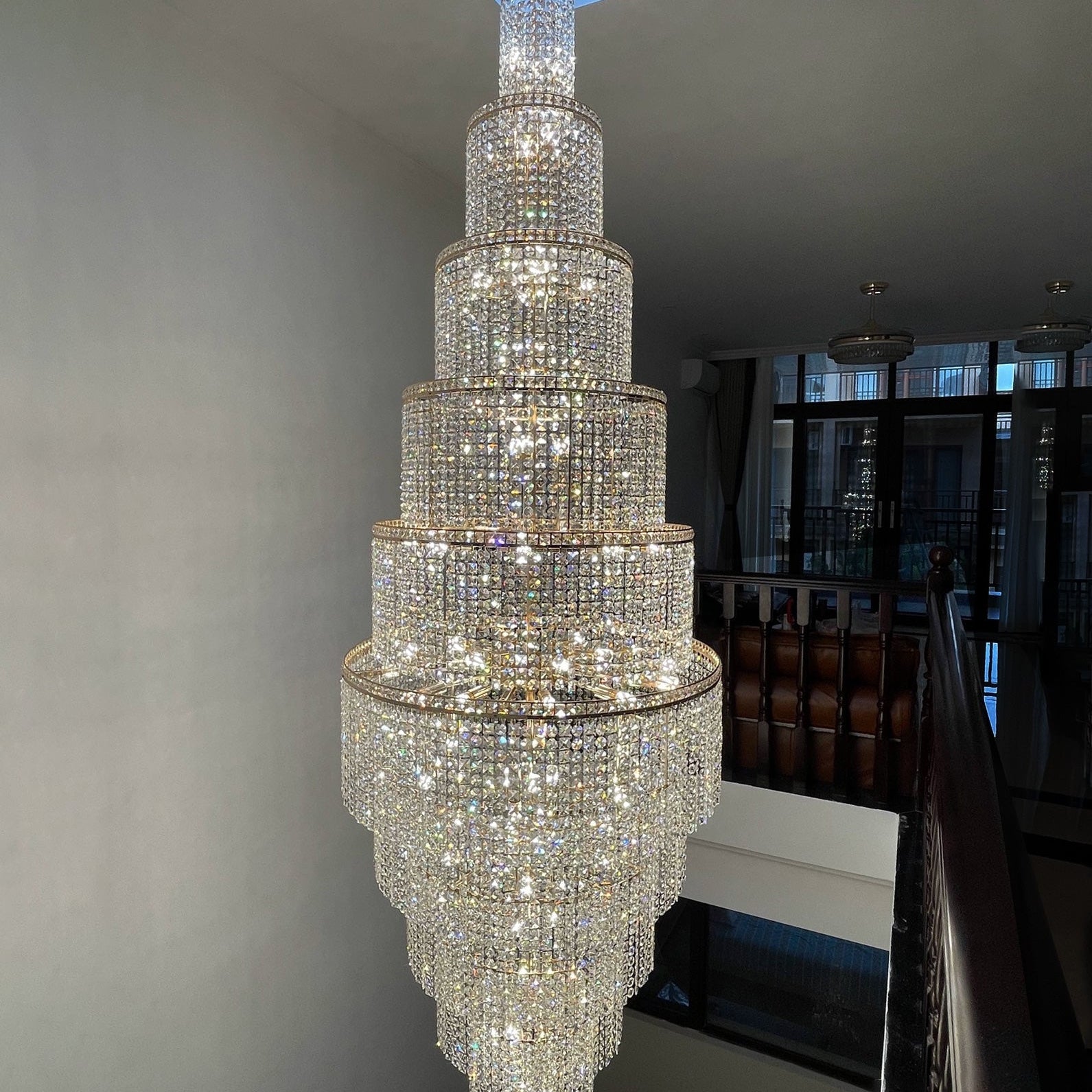Blushlighting Tiered Crystal Foyer Chandelier - Ø31"×H91"GoldBlushlighting
