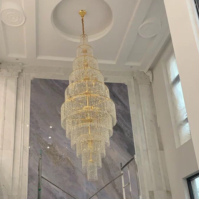 Blushlighting Tiered Crystal Foyer Chandelier - Ø31"×H91"GoldBlushlighting