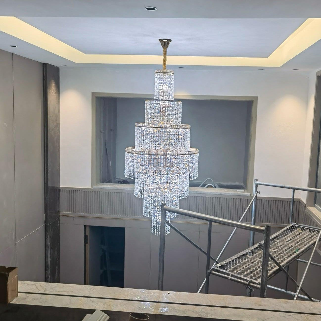 Blushlighting Tiered Crystal Foyer Chandelier - Ø31"×H91"GoldBlushlighting
