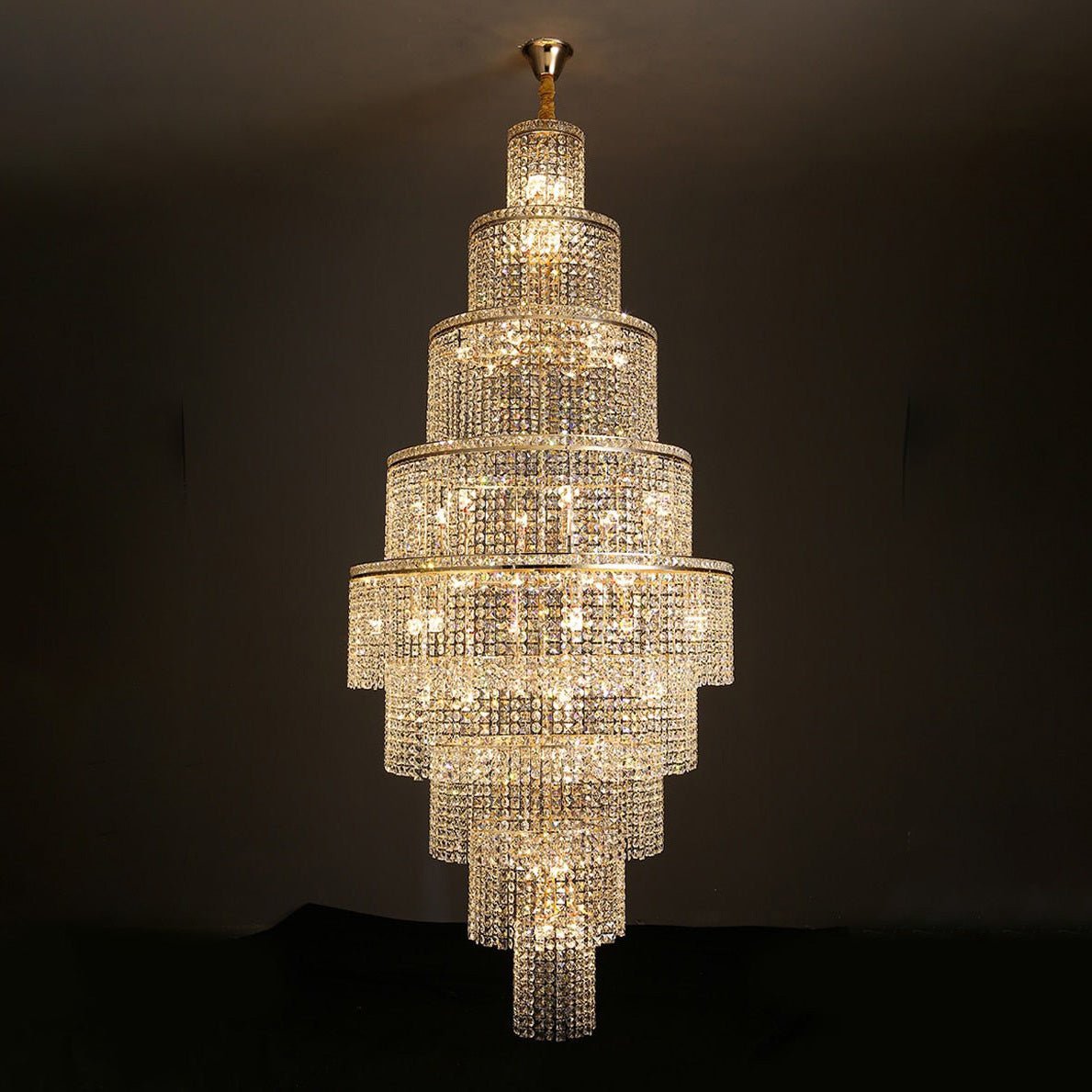 Blushlighting Tiered Crystal Foyer Chandelier - Ø39"×H111"GoldBlushlighting