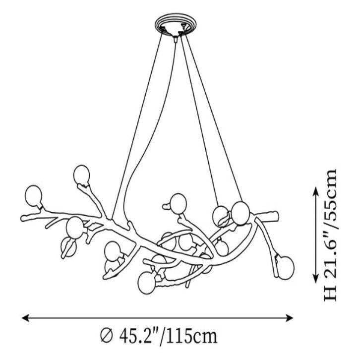 Boho Tree Branch Modern Chandelier - 22 heads Size: Dia 45.2″(115cm) x H 21.6″(55cm)Blushlighting