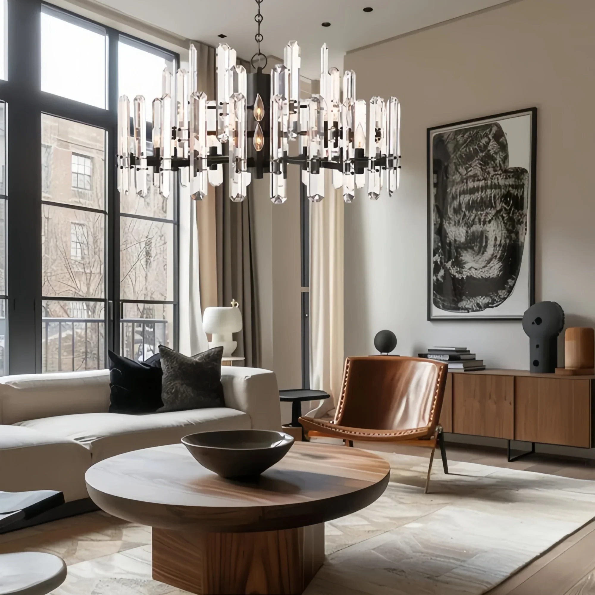 Bonington Crystal Round Chandelier 24'' 36'' 48''-