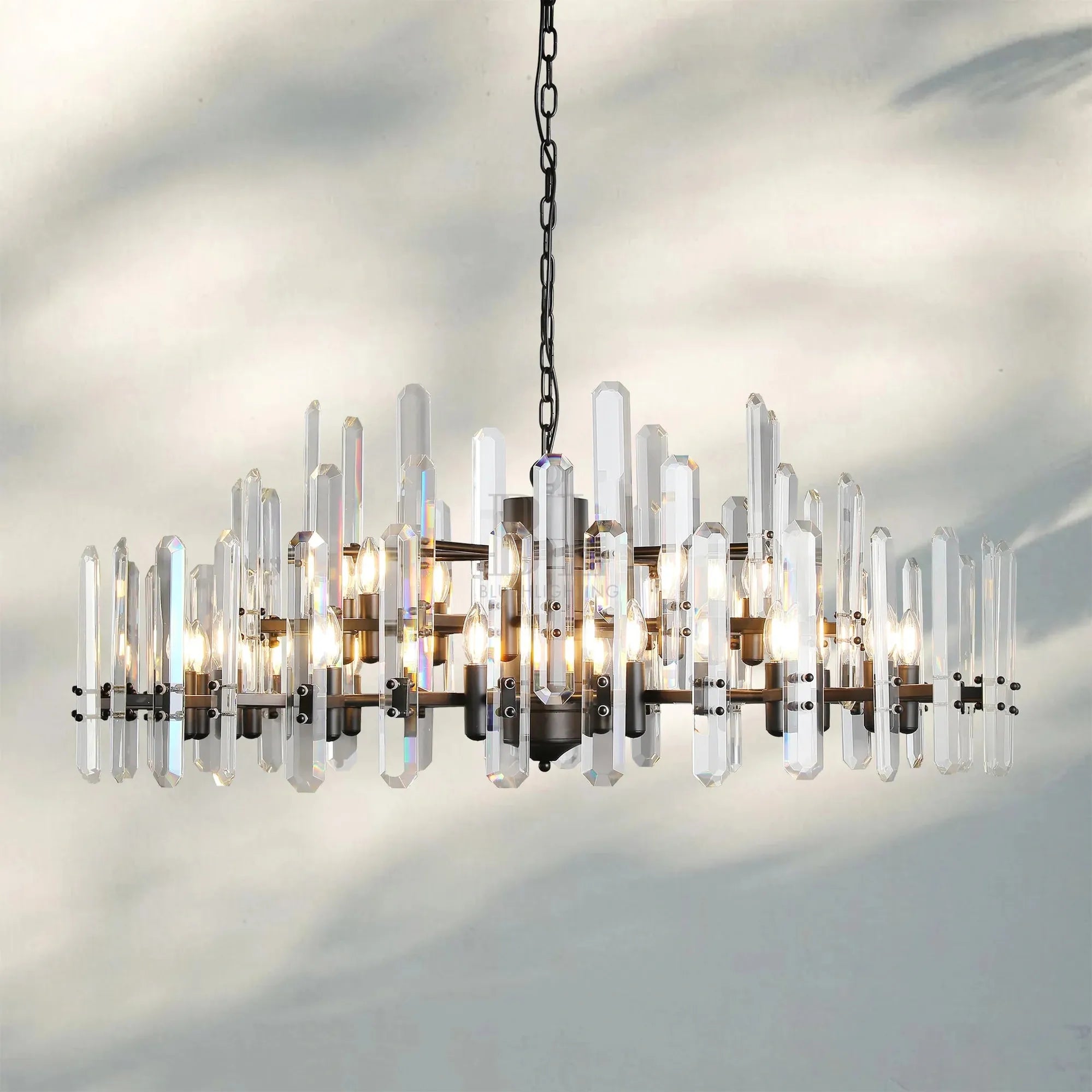 Bonington Crystal Round Chandelier 24'' 36'' 48''-48''-Matte Black-