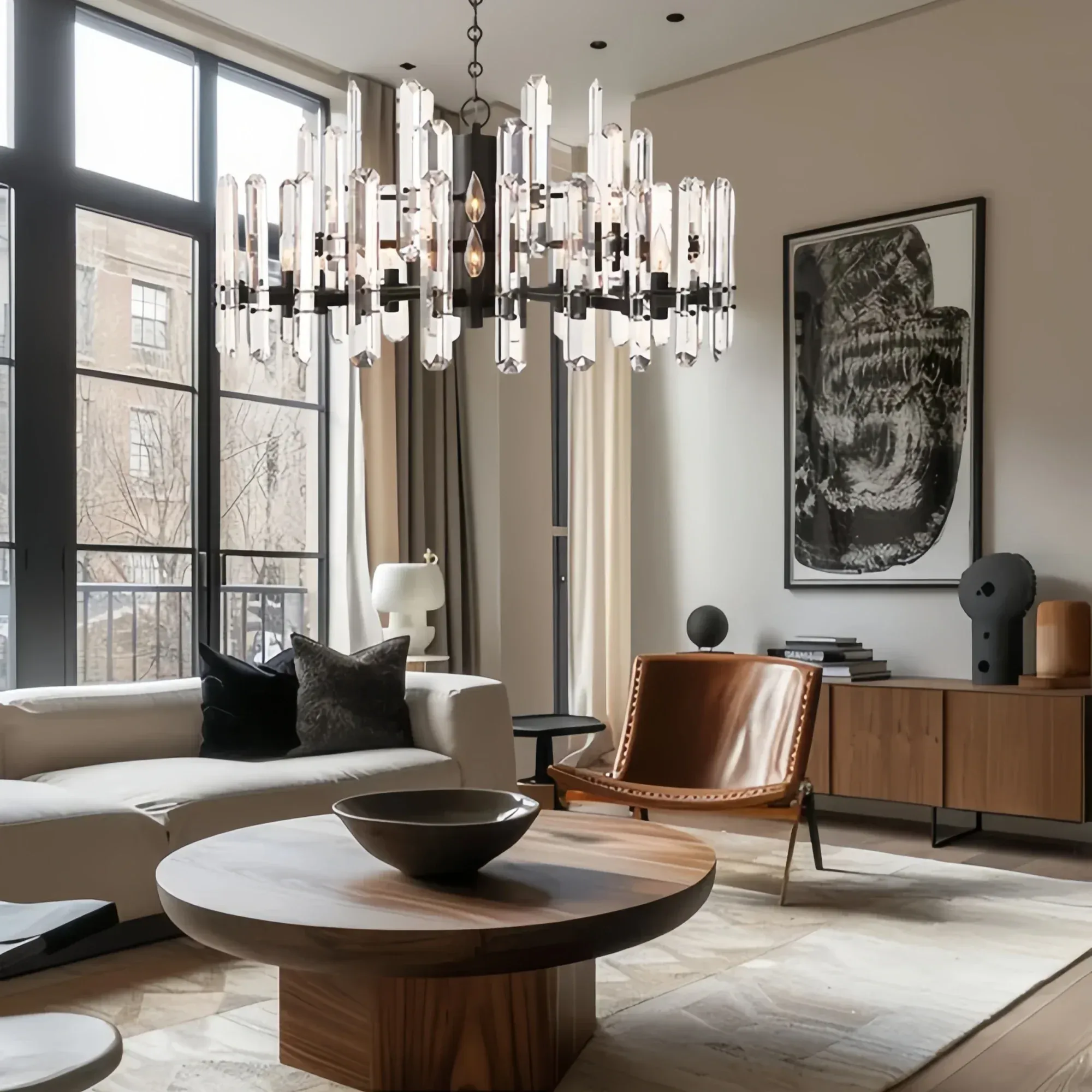 Bonington Crystal Round Chandelier 24'' 36'' 48''-