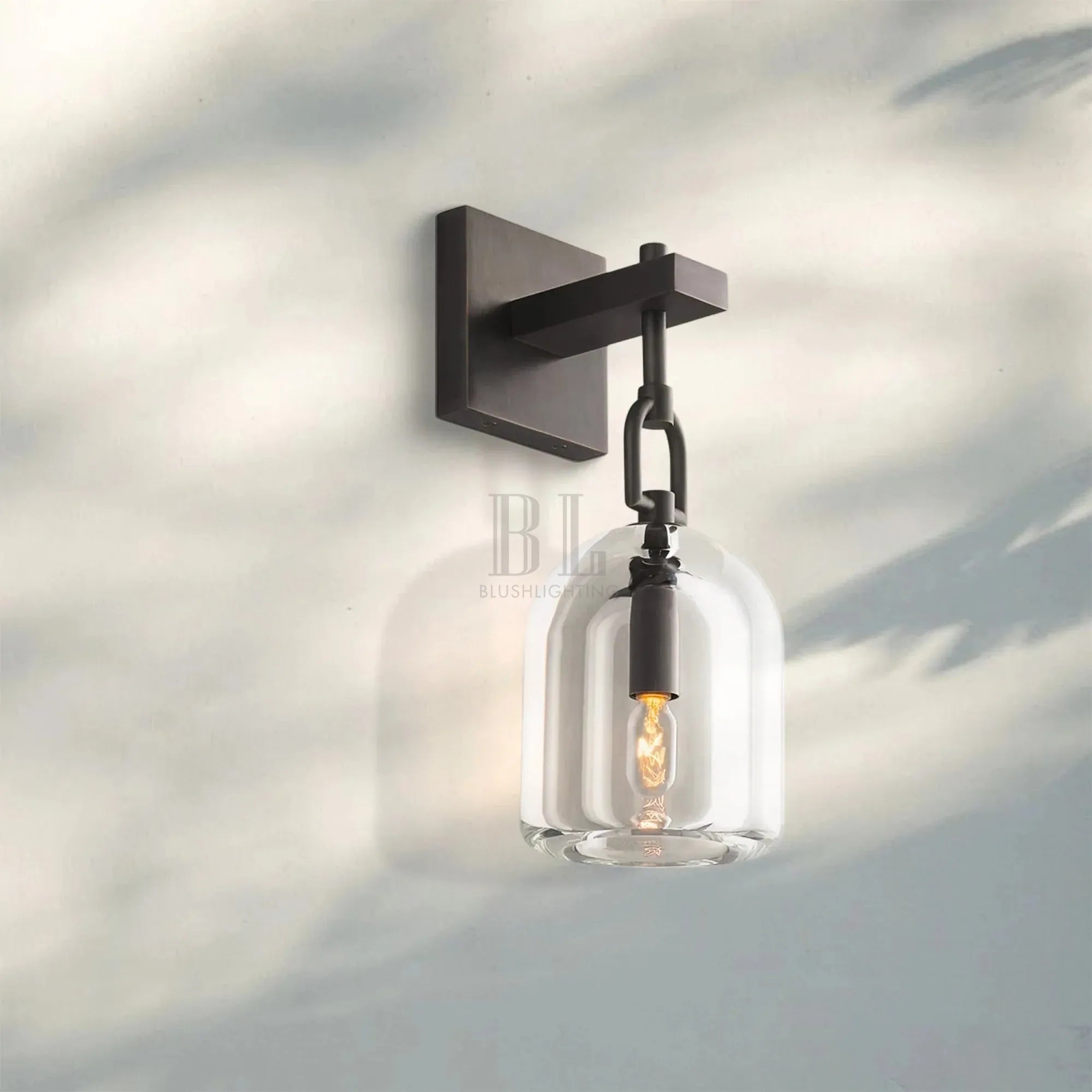 Botany Crystal Cloche Wall Sconce-Bronze-