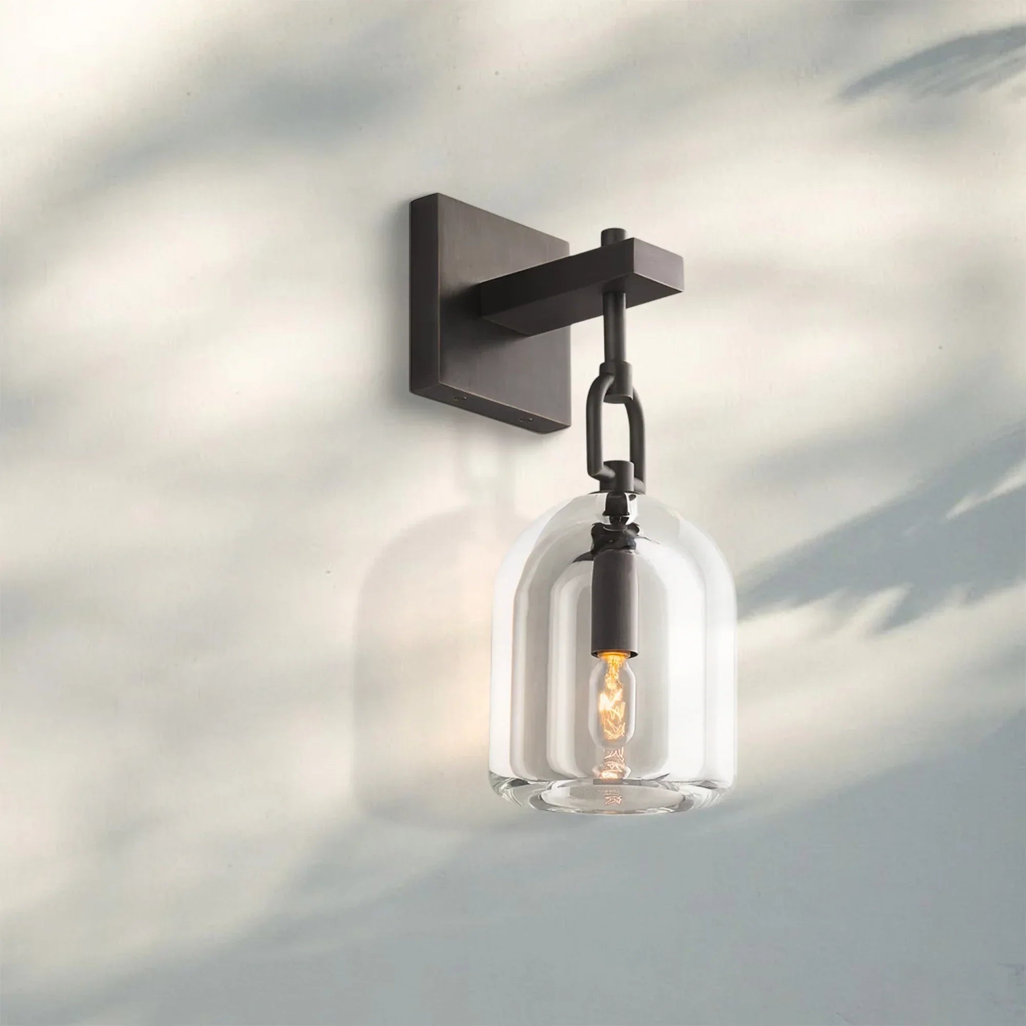 Botany Crystal Cloche Wall Sconce-Bronze-