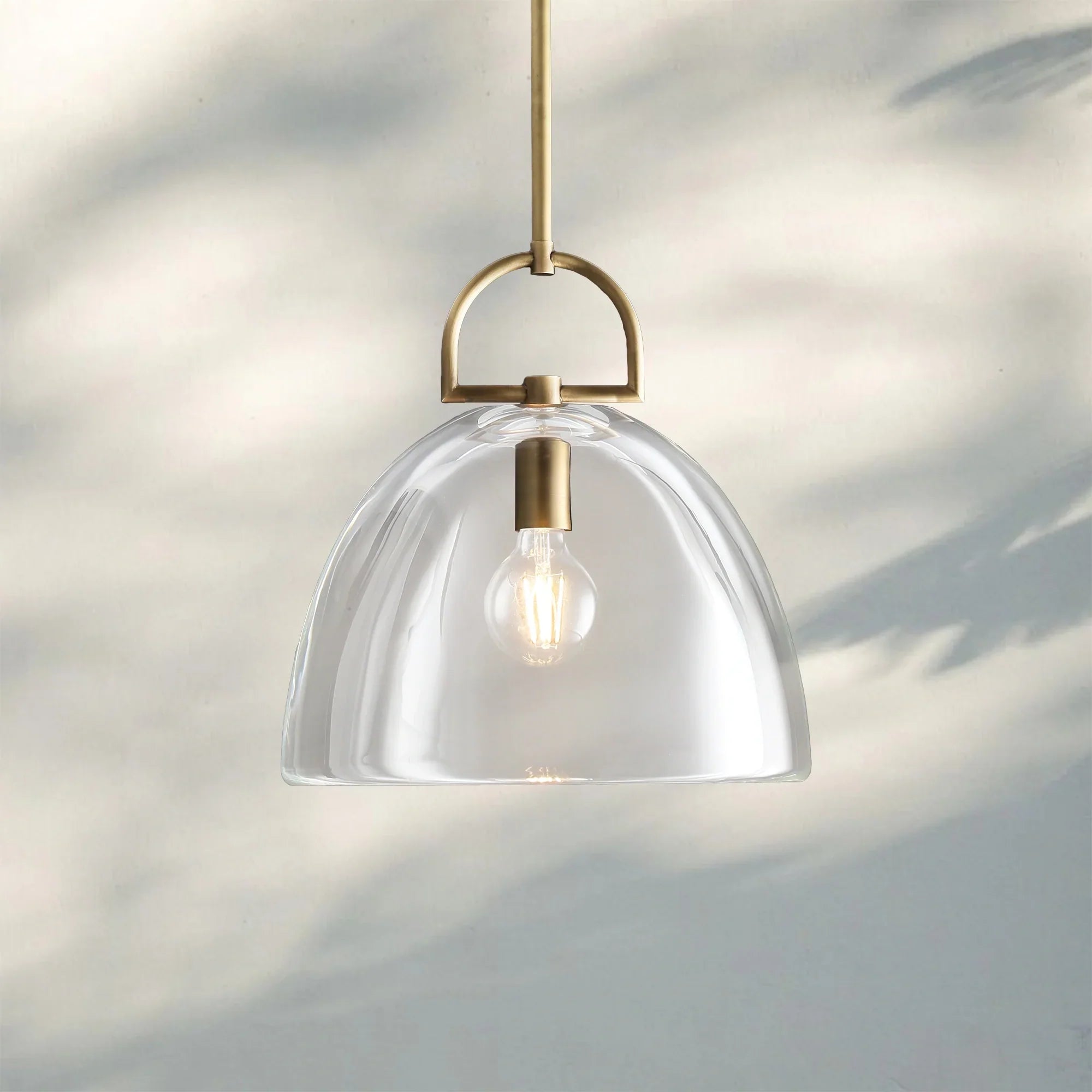 Botany Glass Dome Pendant 10″ 14″ 18″-18''-Lacquered Brass-