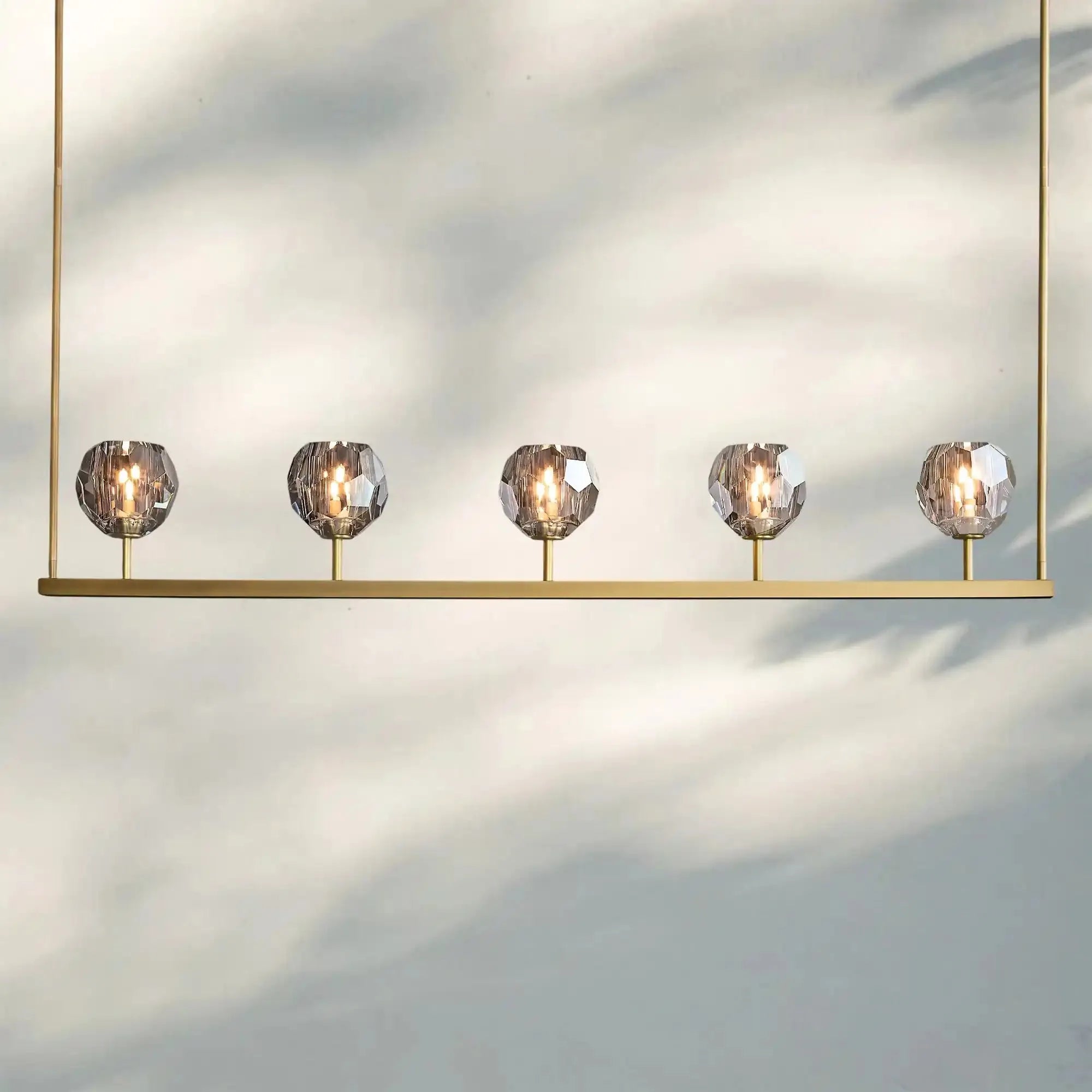 Bouble De Crystal Ball Linear Chandelier 48" 60"-Linear: 48'' 5-Light-Smoke-Brass-Blushlighting