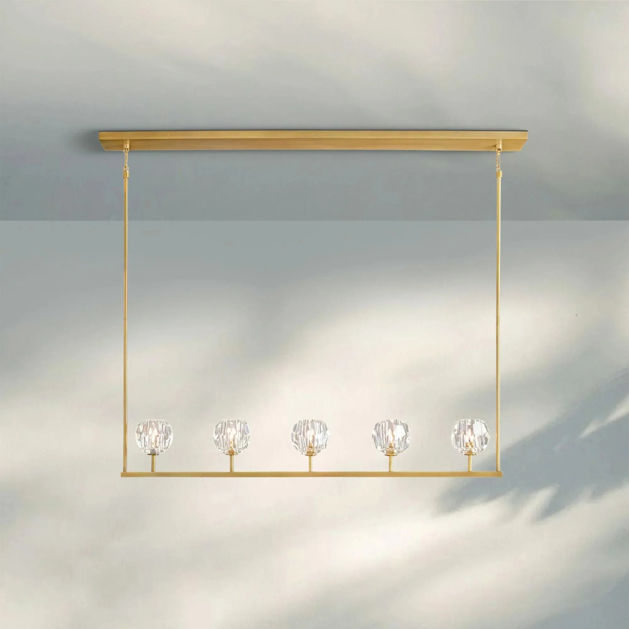 Bouble De Crystal Ball Linear Chandelier 48" 60"-Linear: 48'' 5-Light-Clear-Brass-Blushlighting