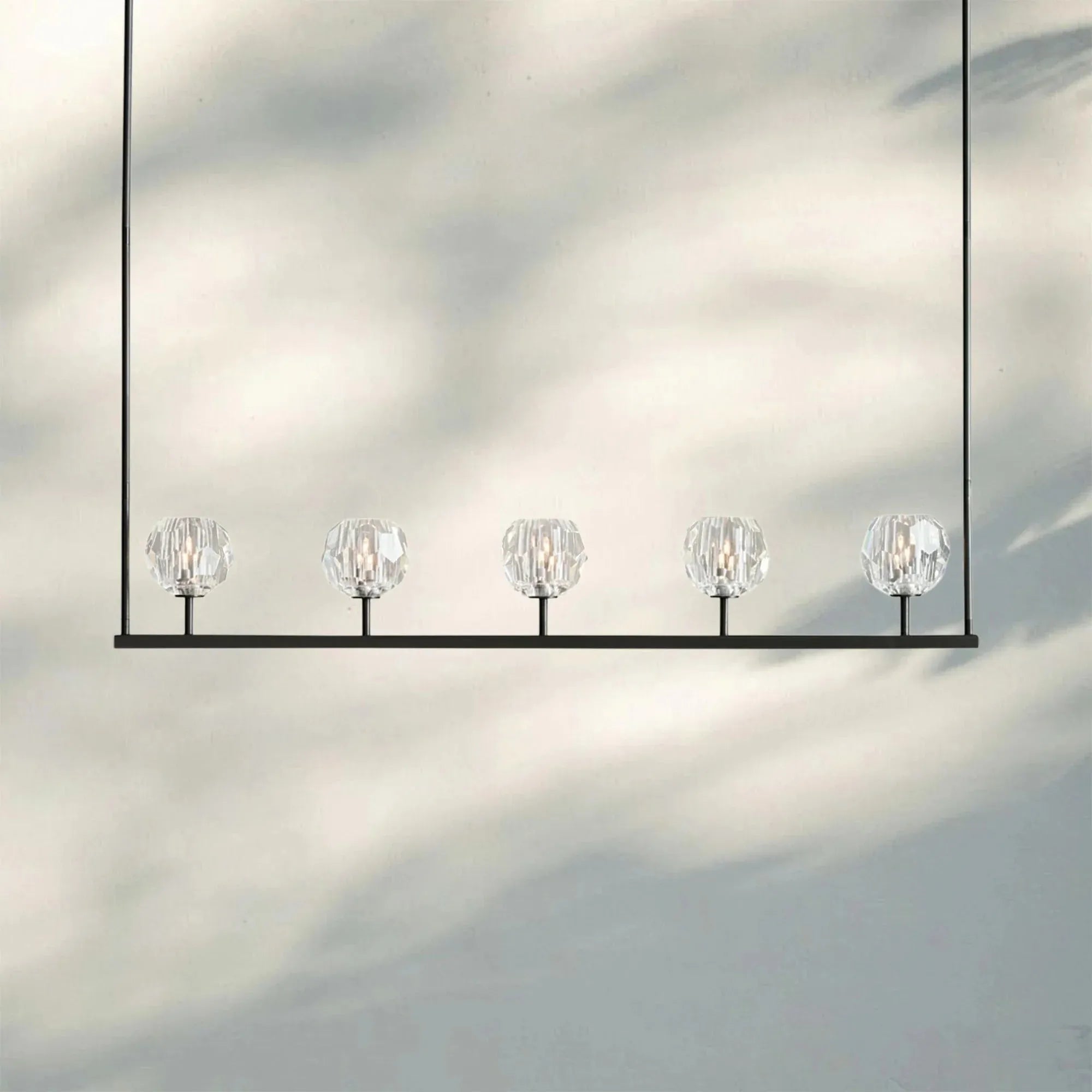 Bouble De Crystal Ball Linear Chandelier 48" 60"-Linear: 48'' 5-Light-Clear-Bronze-Blushlighting