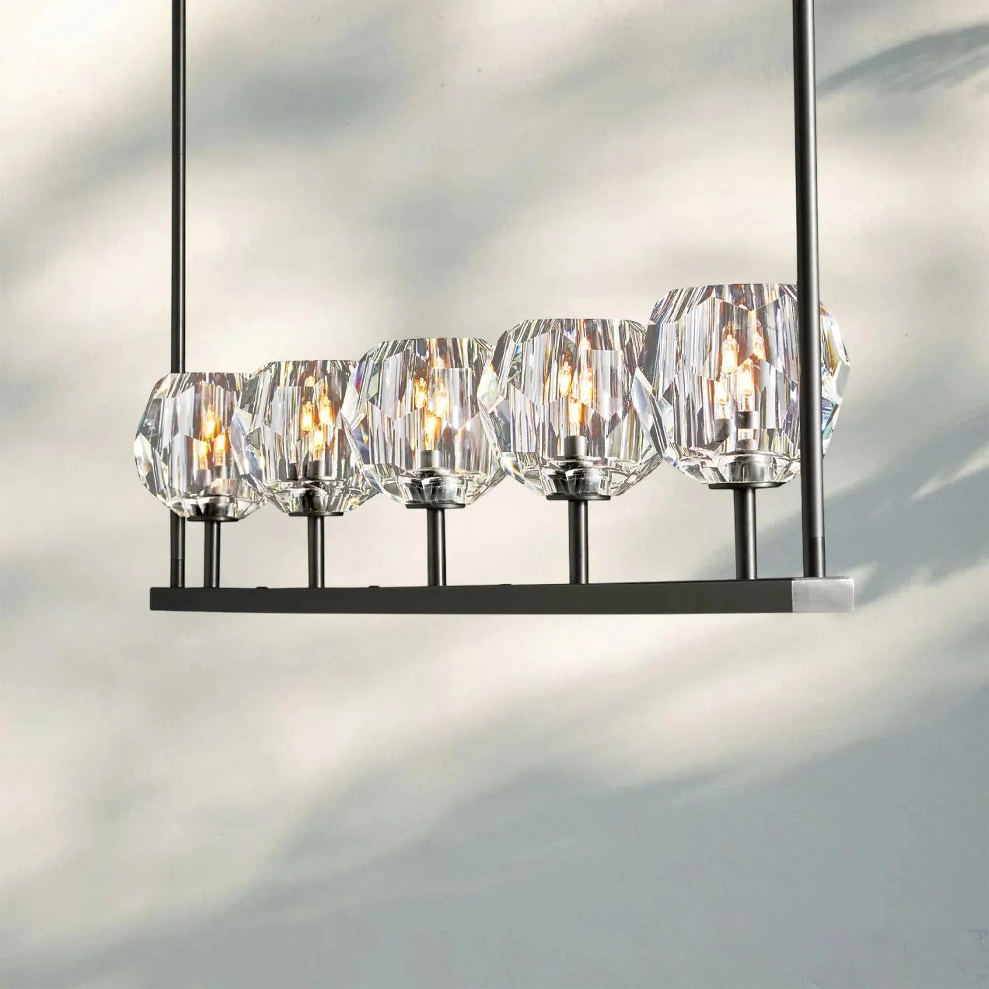 Bouble De Crystal Ball Linear Chandelier 48" 60"-Blushlighting