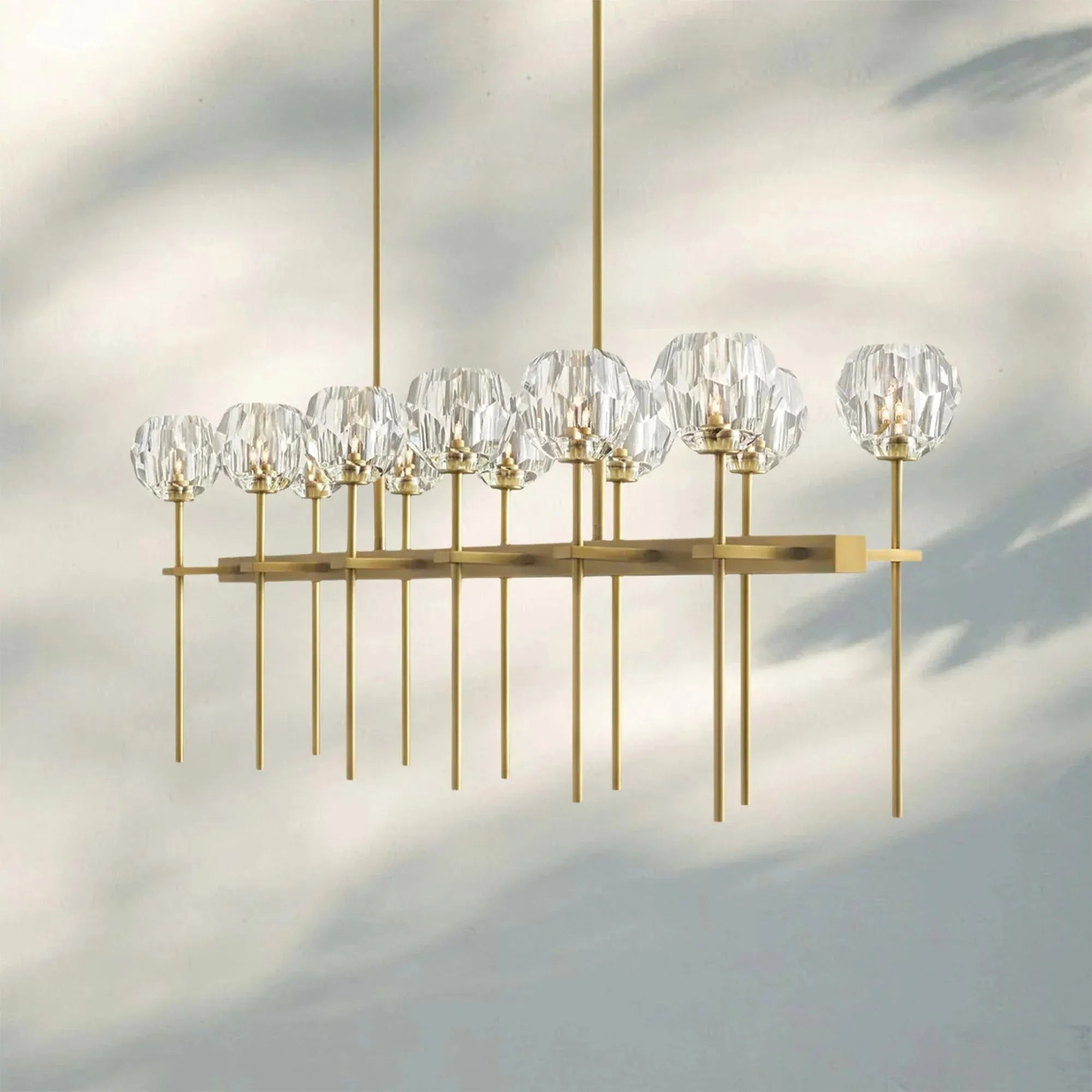 Bouble De Crystal Ball Linear Chandelier 48" 60"-Blushlighting