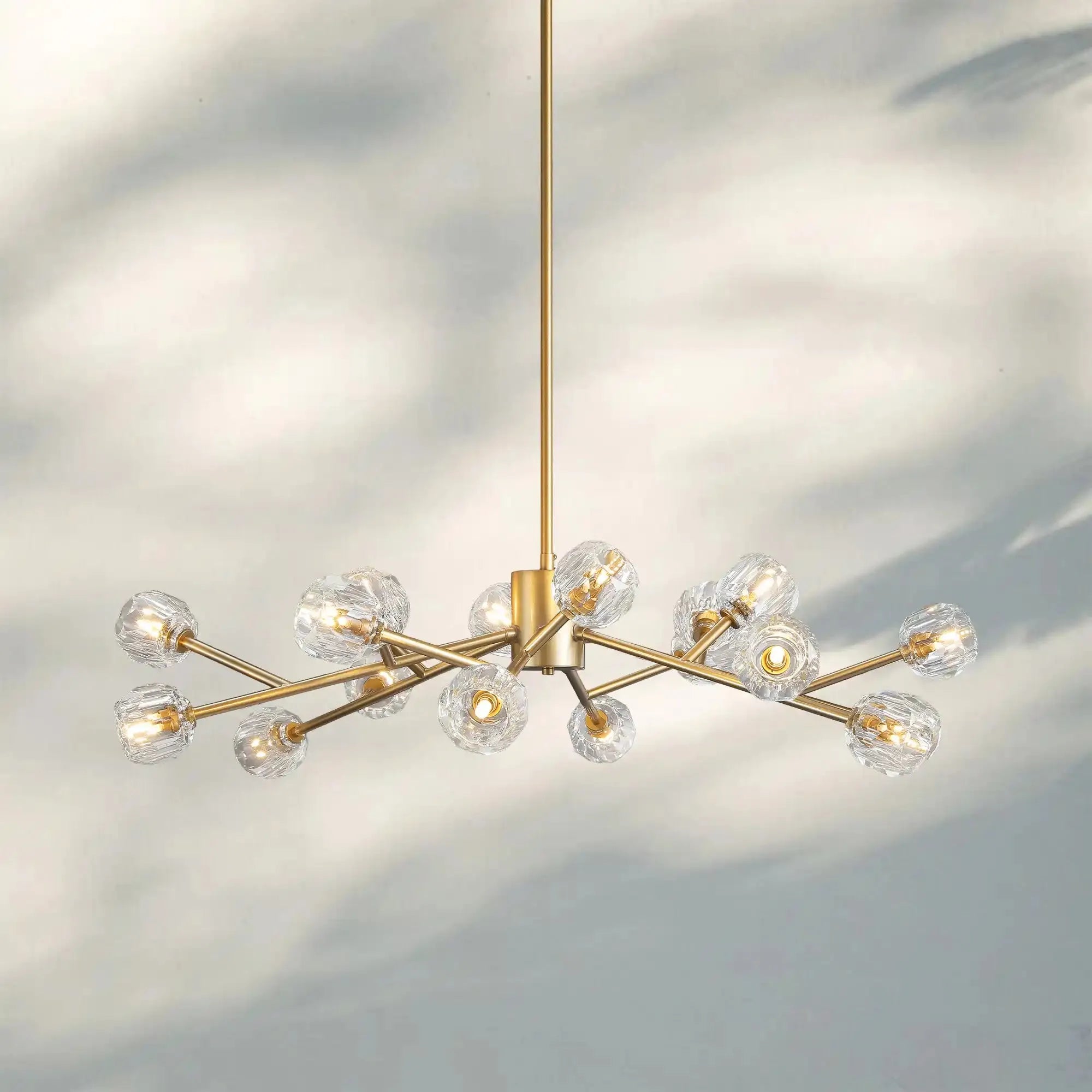 Bouble De Crystal Round Chandelier-Round 36'': 18-Light-Brass-Clear-Blushlighting