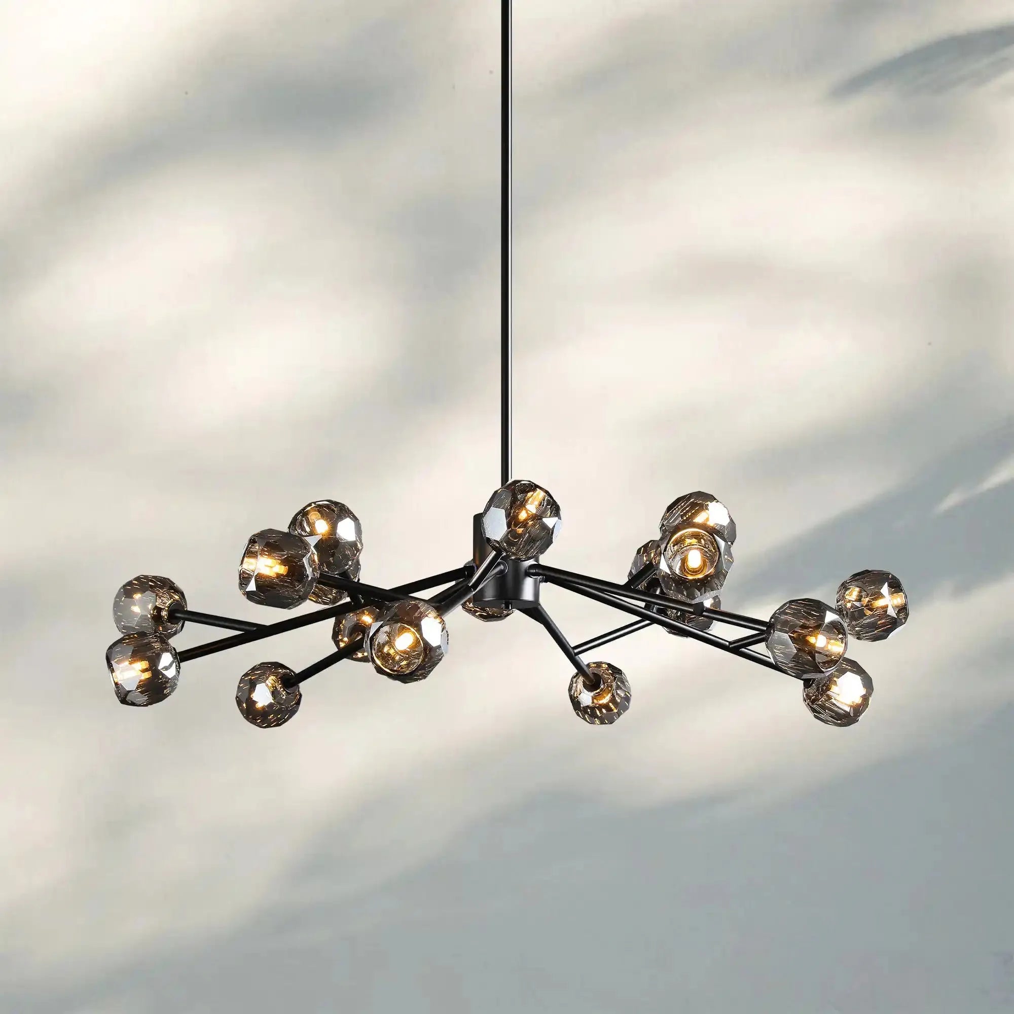 Bouble De Crystal Round Chandelier-Round 36'': 18-Light-Bronze-Smoke-Blushlighting
