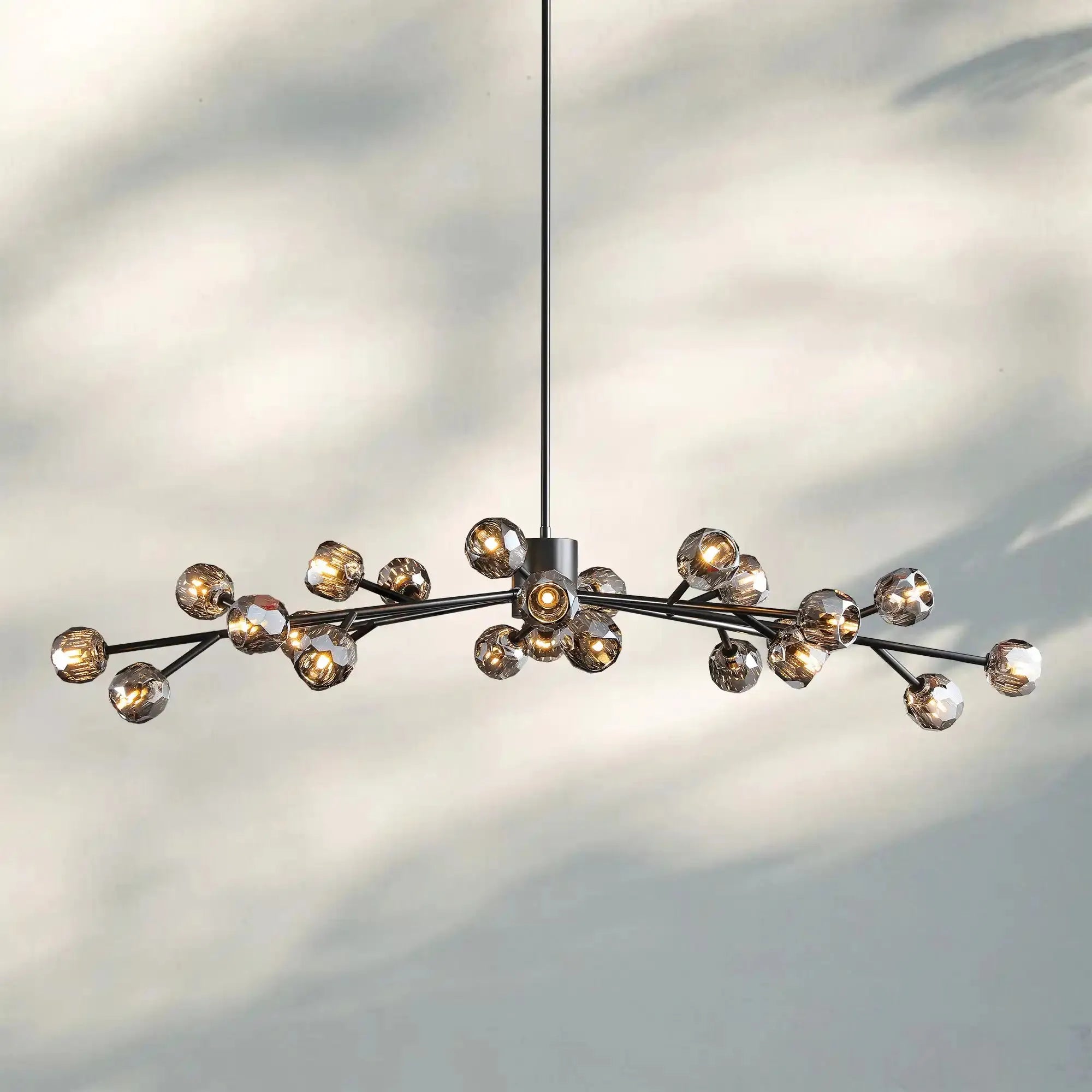 Bouble De Crystal Round Chandelier-Round 60": 18-Light-Bronze-Smoke-Blushlighting