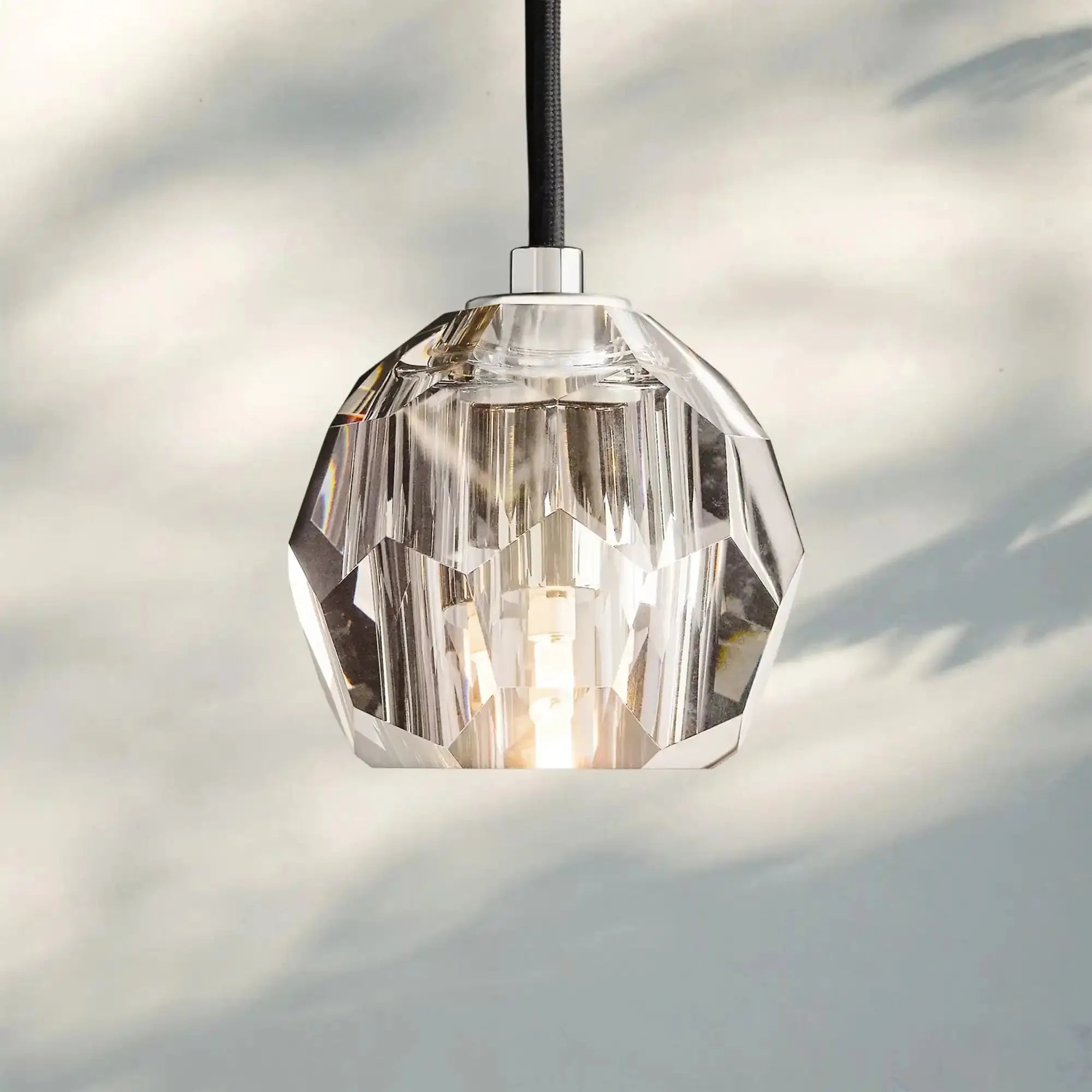 Bouble De Crystal Pendant Light-Nickel-Smoke-Rod-Blushlighting