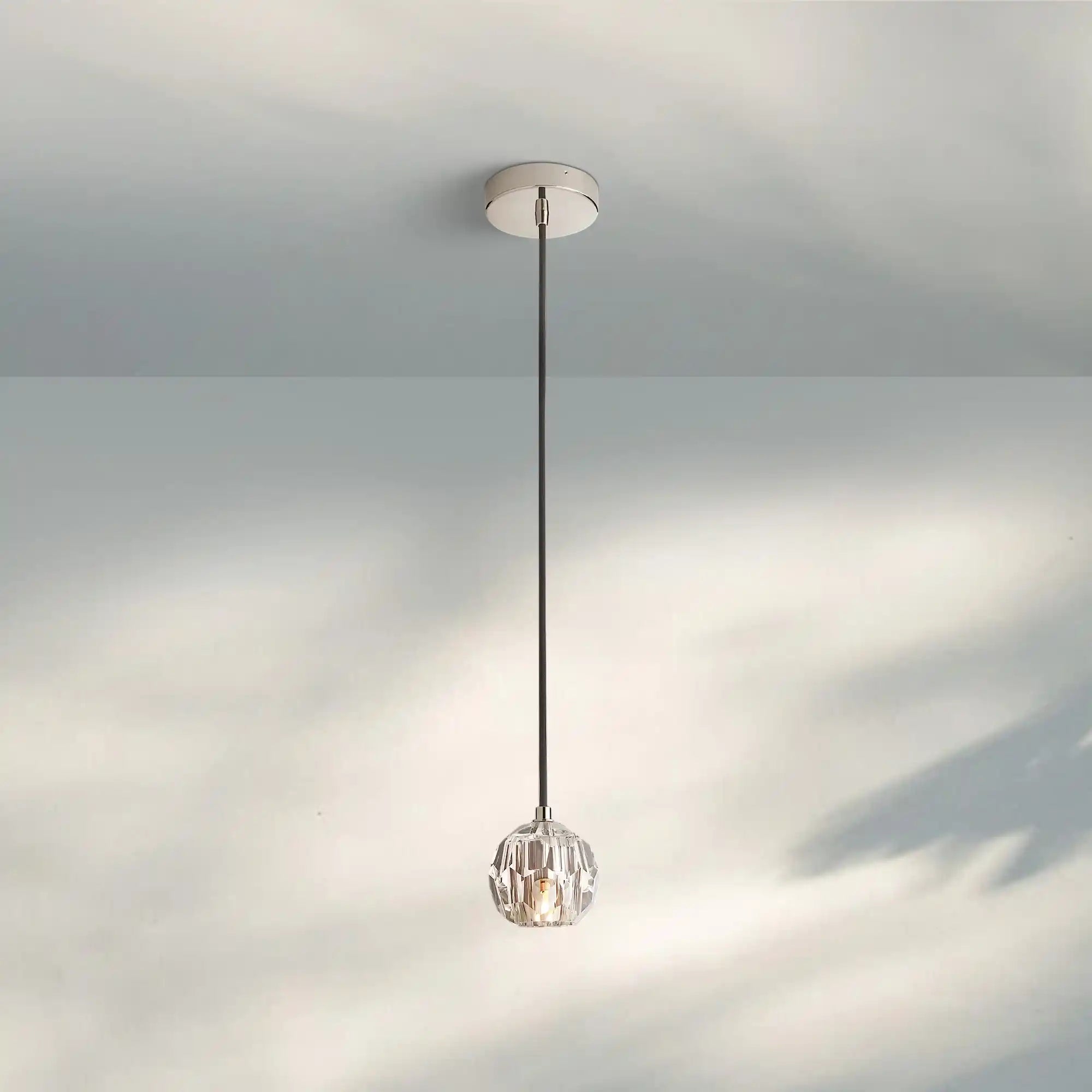 Bouble De Crystal Pendant Light-Nickel-Clear-Rod-Blushlighting