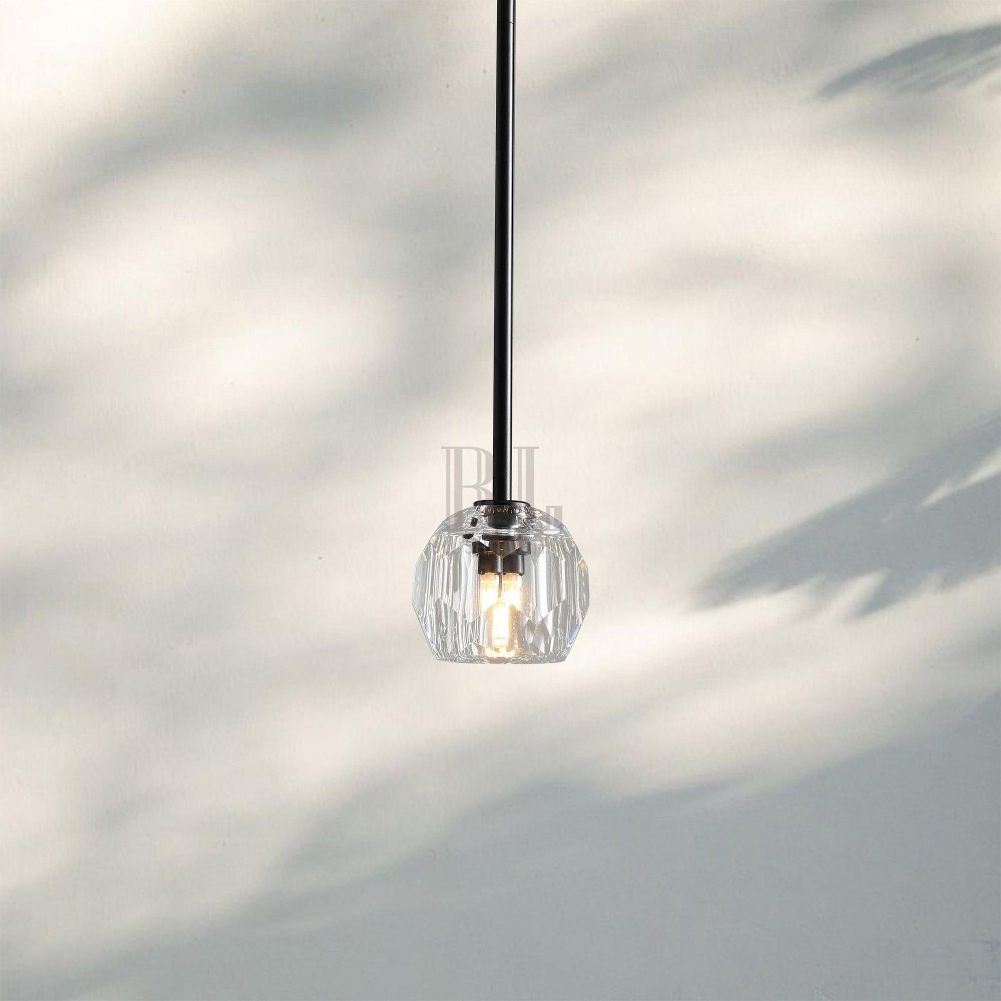 Bouble De Crystal Pendant Light-Black-Clear-Cord