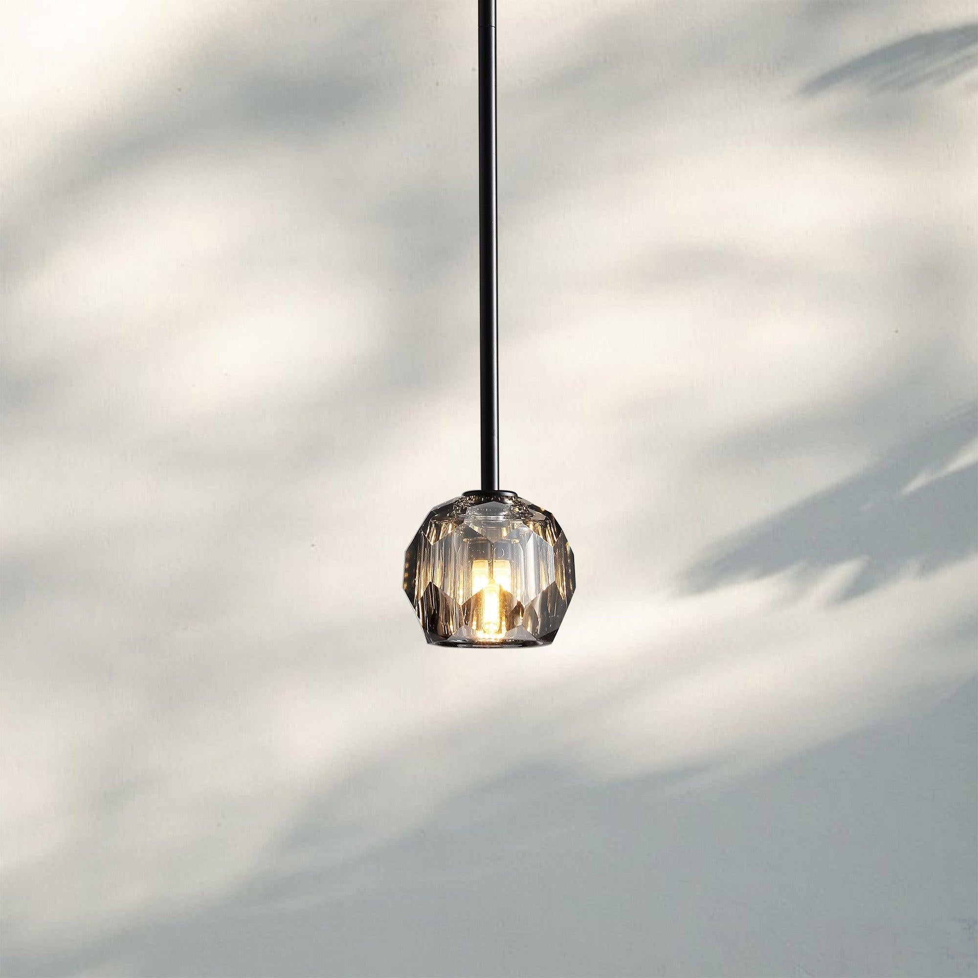 Bouble De Crystal Pendant Light-Black-Smoke-Cord