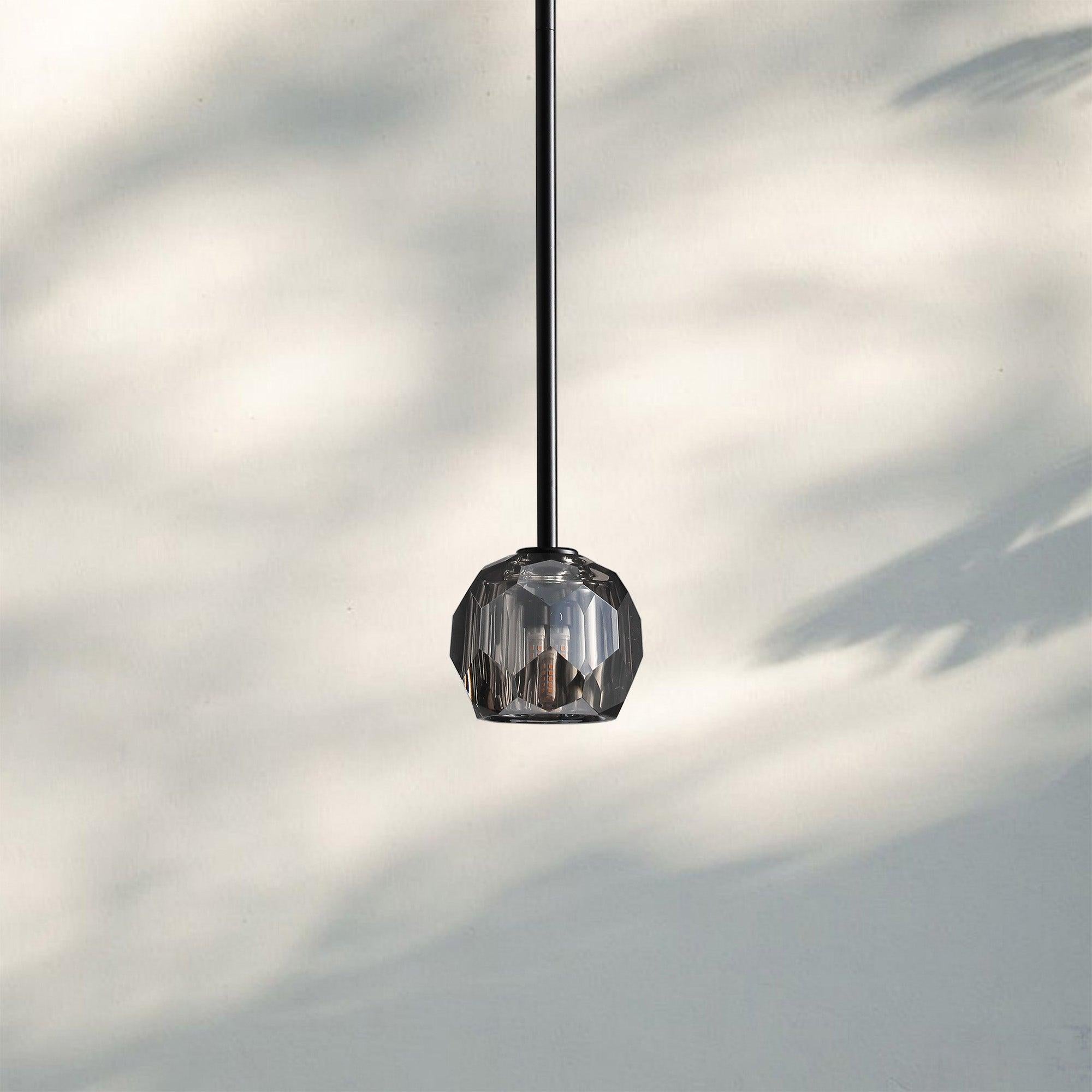 Bouble De Crystal Pendant Light-Black-Smoke-Rod