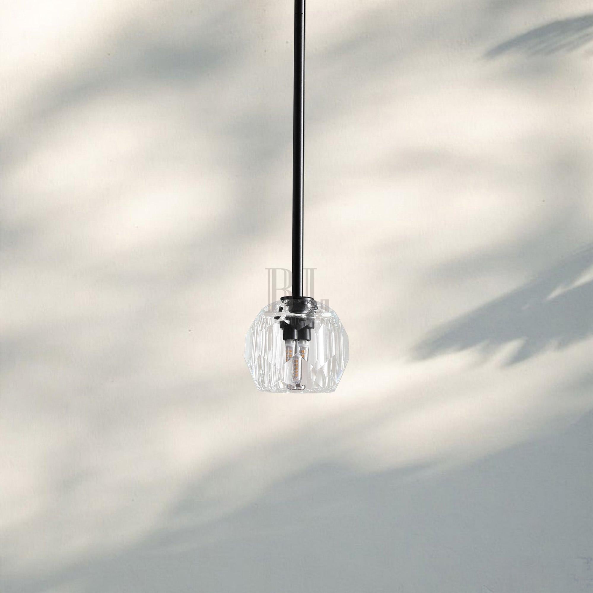 Bouble De Crystal Pendant Light-Black-Clear-Rod