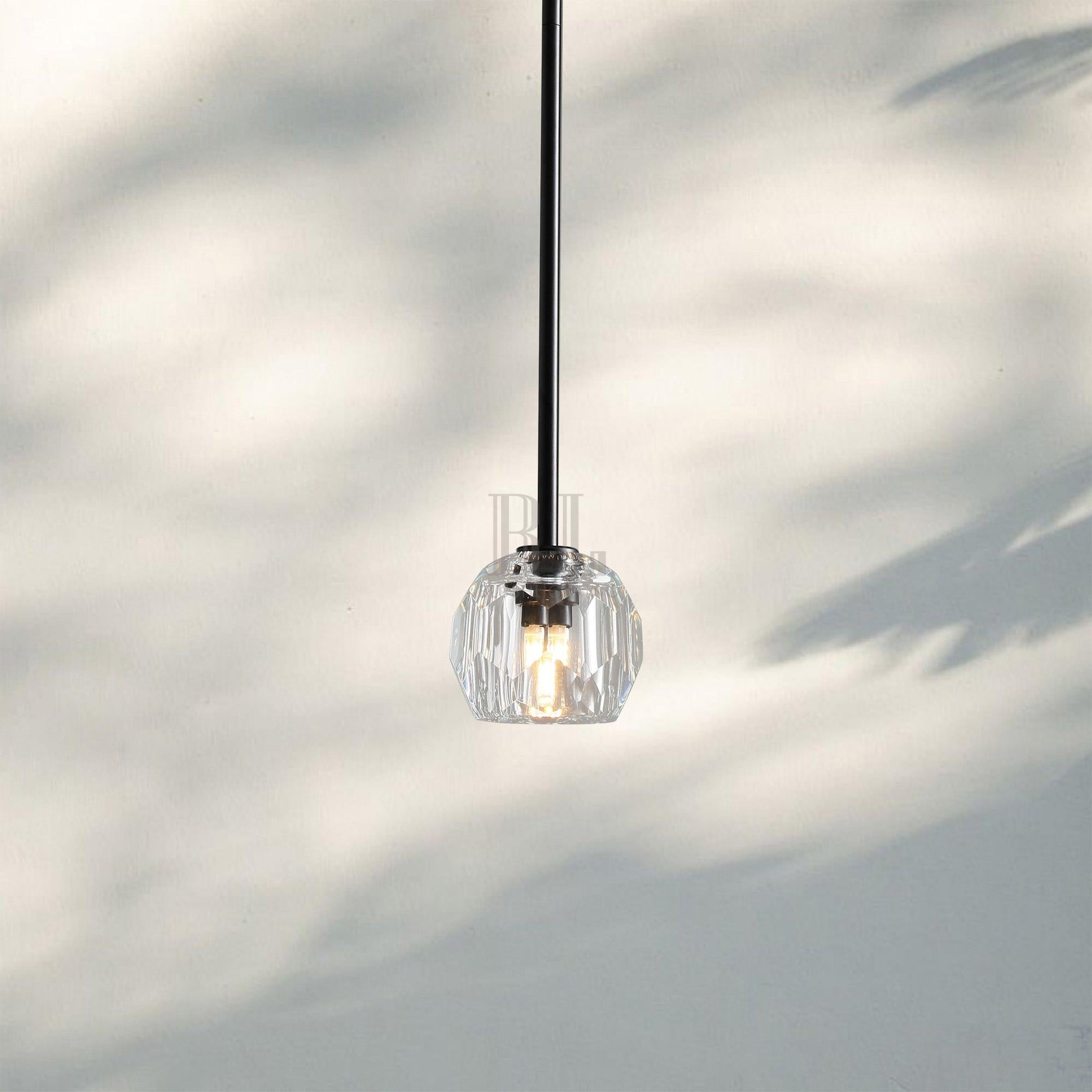 Bouble De Crystal Pendant Light-Black-Clear-Cord