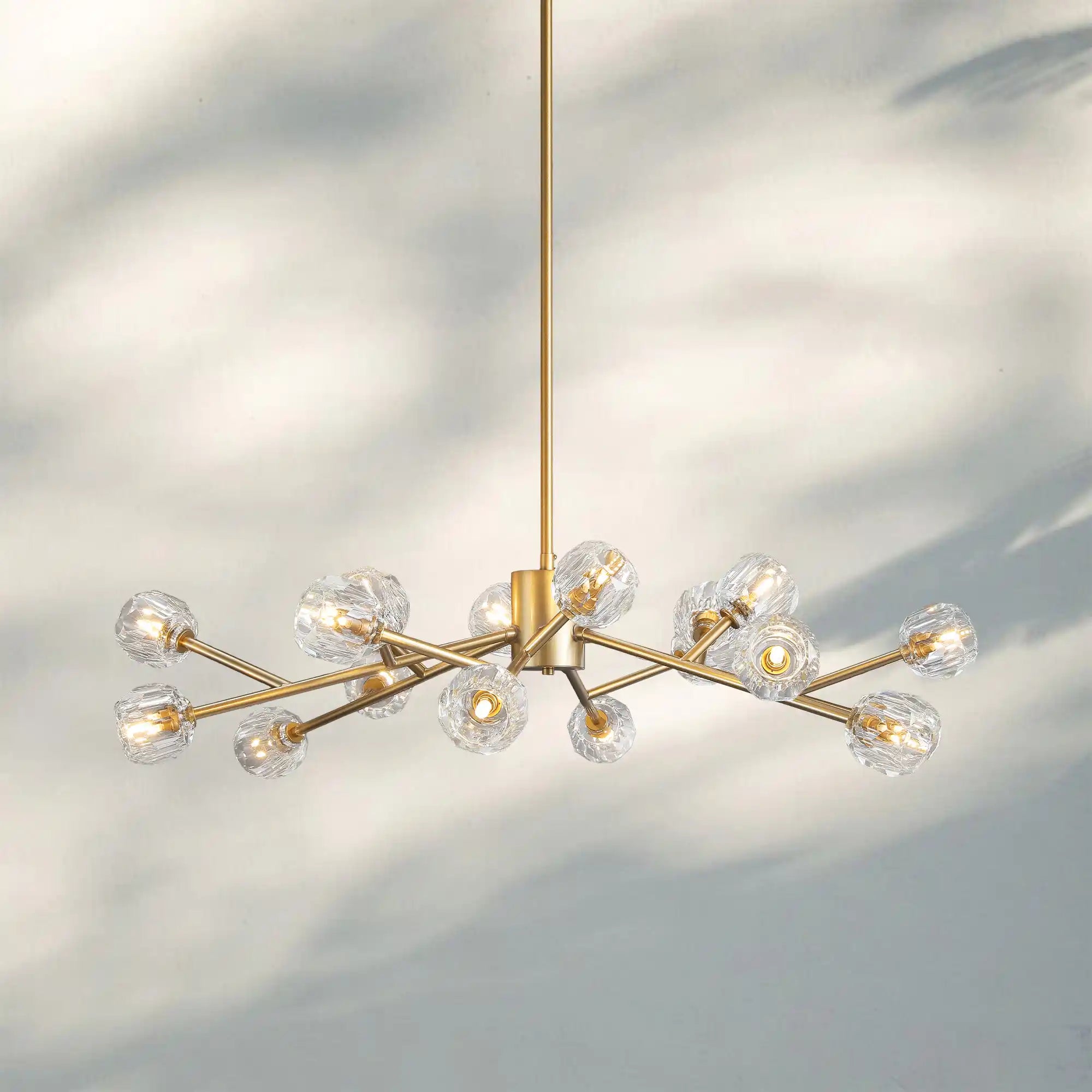 Bouble De Crystal Round Chandelier-Round 36'': 18-Light-Brass-Clear-Blushlighting