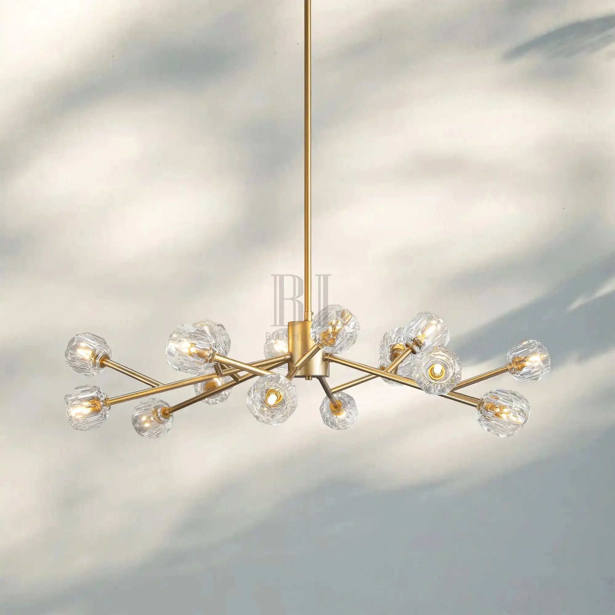 Bouble De Crystal Round Chandelier-Round 36'': 18-Light-Brass-Clear-Blushlighting