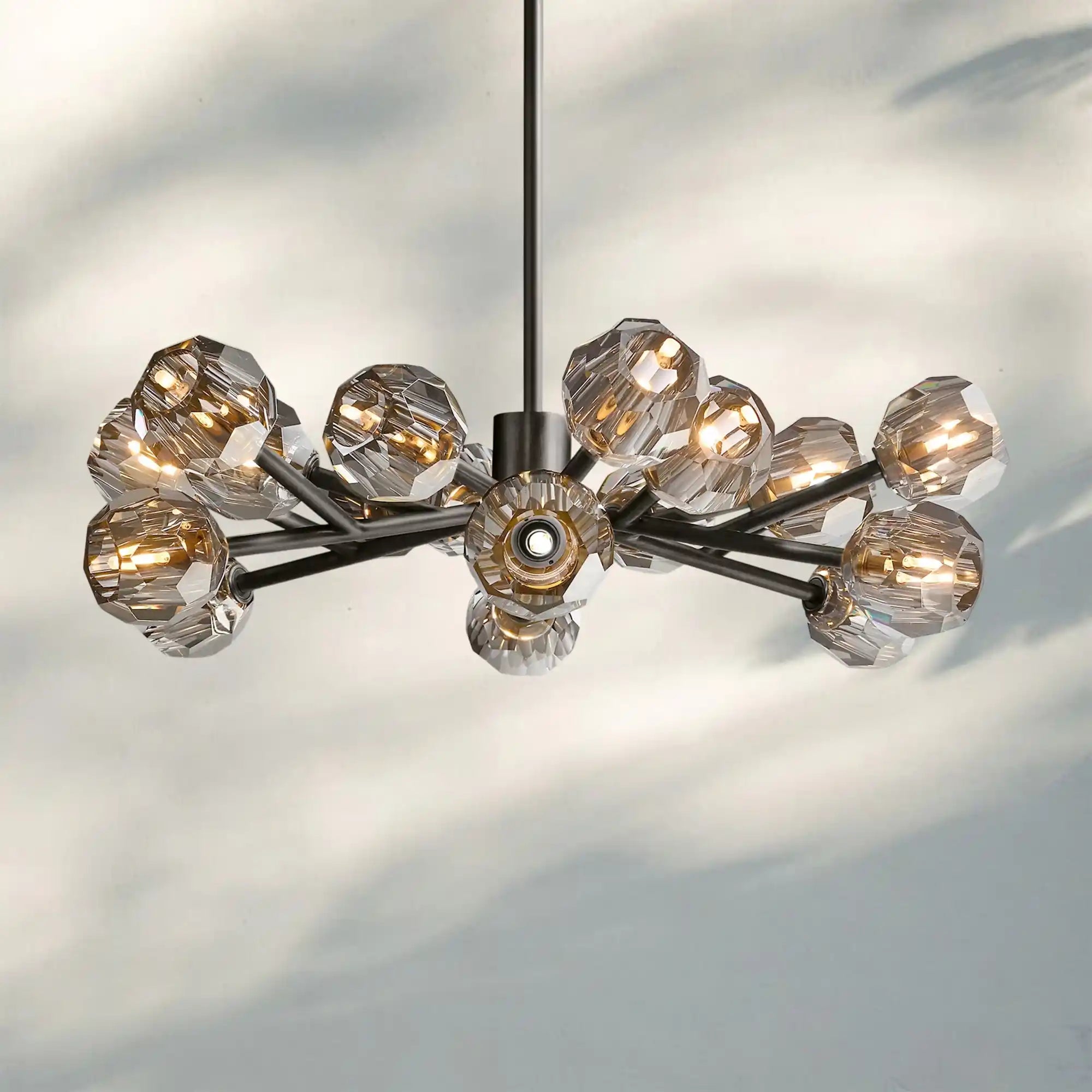 Bouble De Crystal Round Chandelier-Round 48'': 18-Light-Bronze-Smoke-Blushlighting