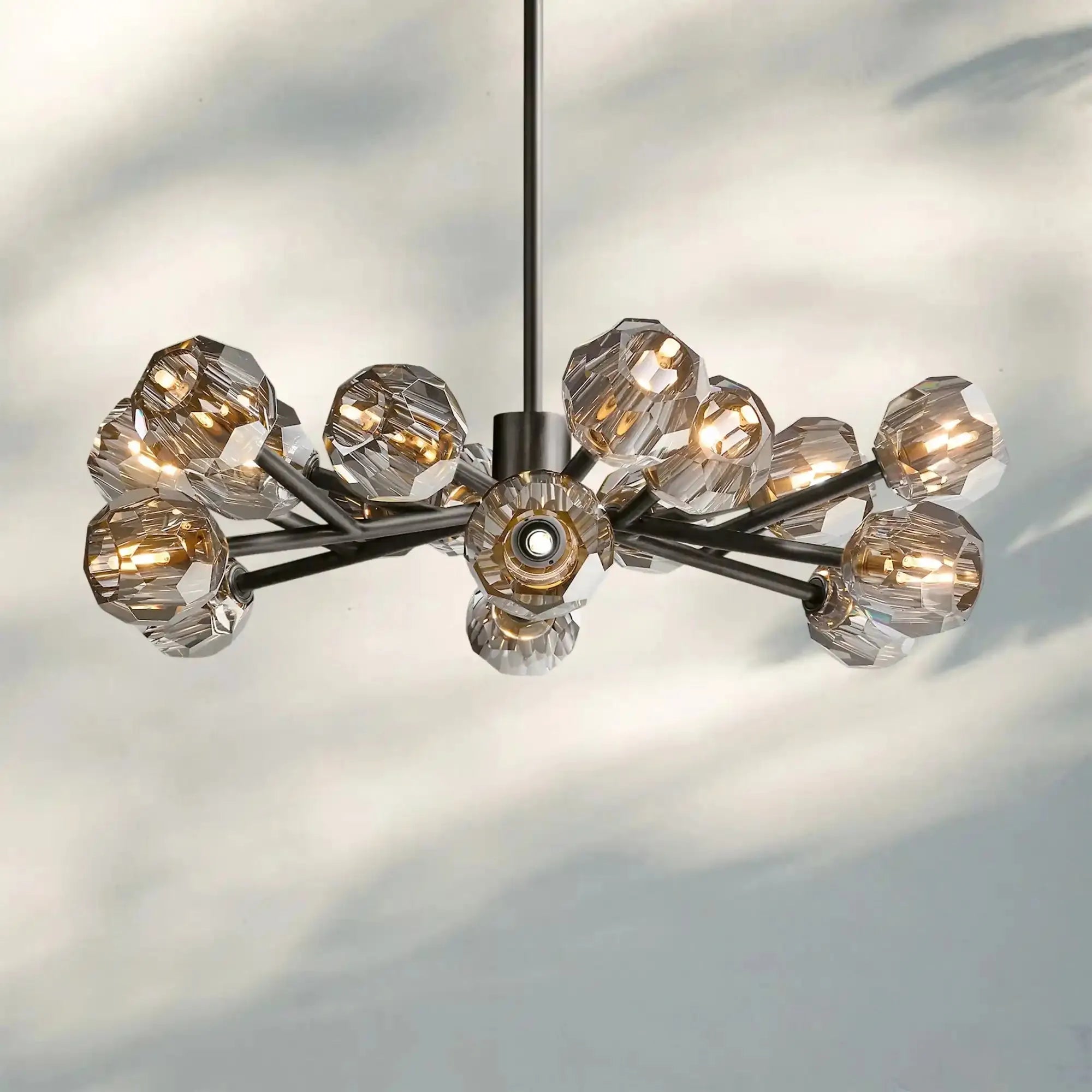 Bouble De Crystal Round Chandelier-Round 48'': 18-Light-Bronze-Smoke-Blushlighting