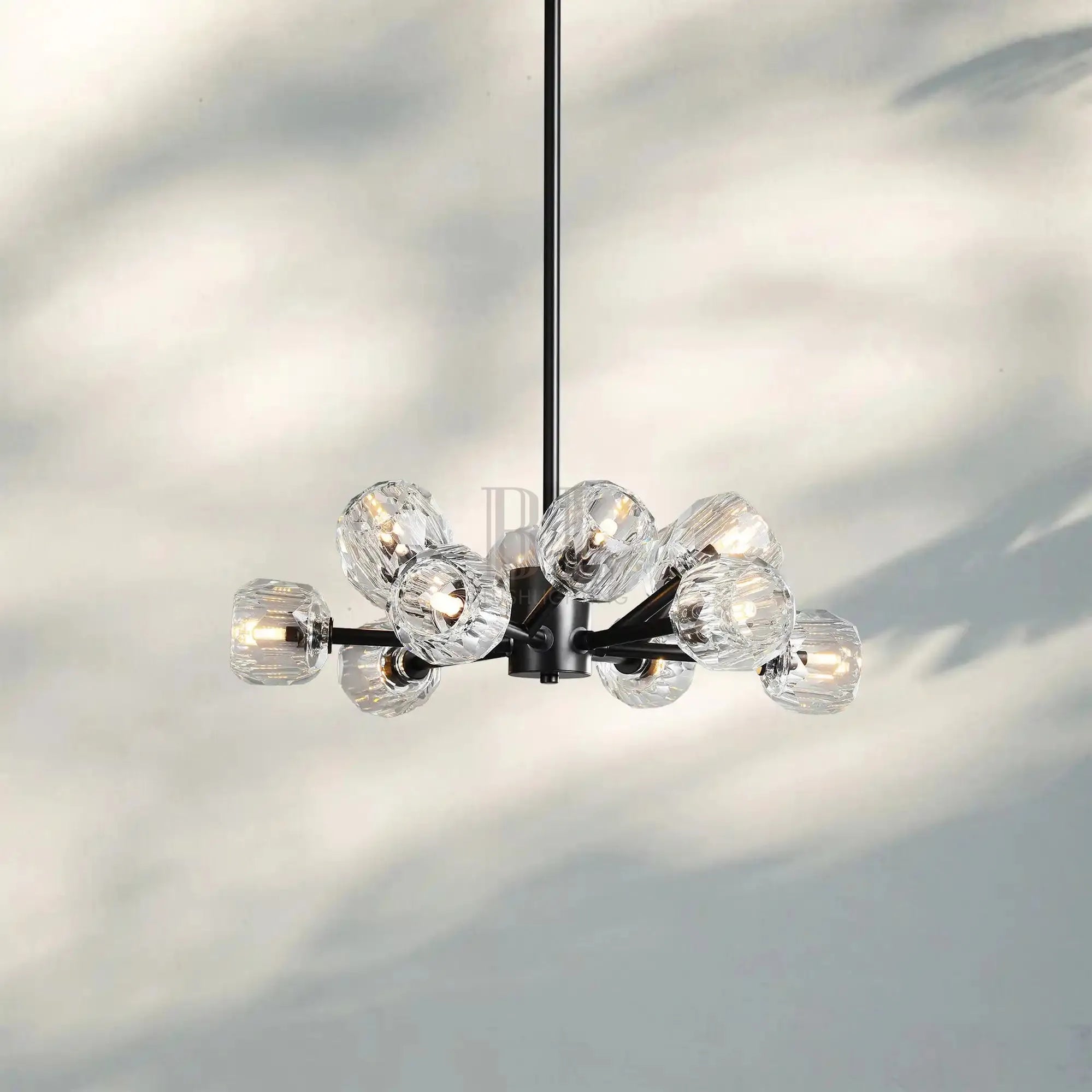 Bouble De Crystal Round Chandelier-Round 24'': 12-Light-Bronze-Clear-Blushlighting