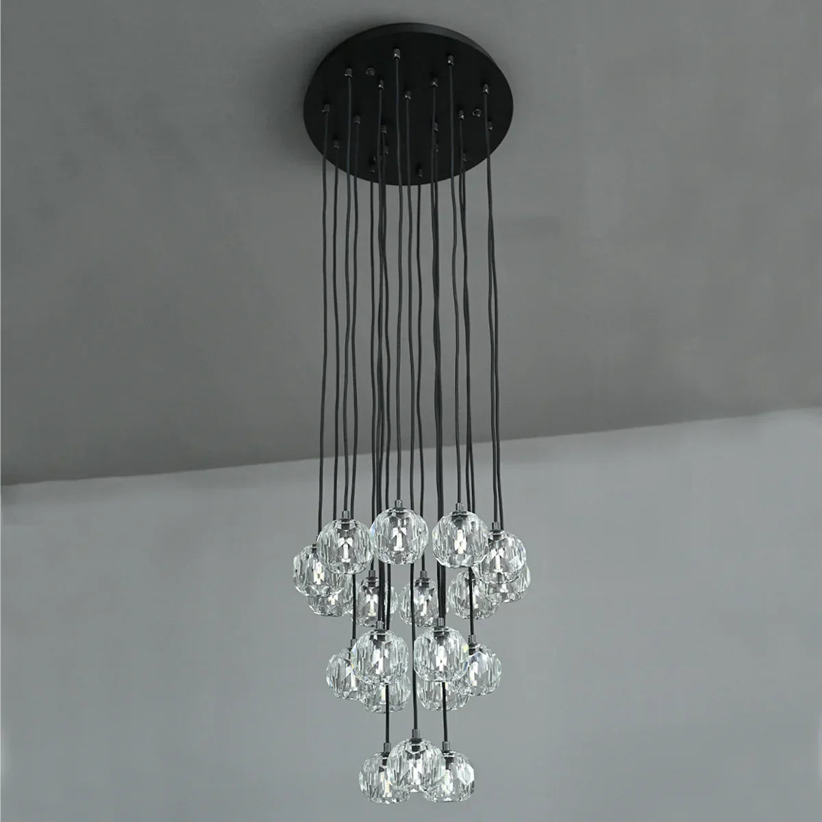 Bouble De Crystal Round Cluster Chandelier-Blushlighting