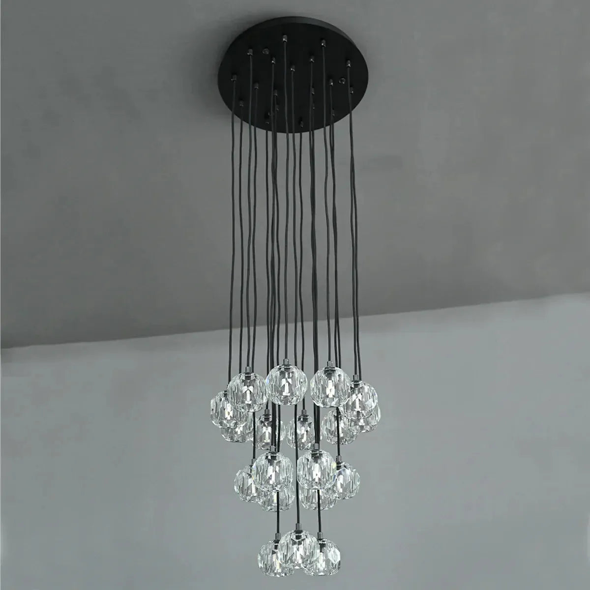 Bouble De Crystal Round Cluster Chandelier-Blushlighting