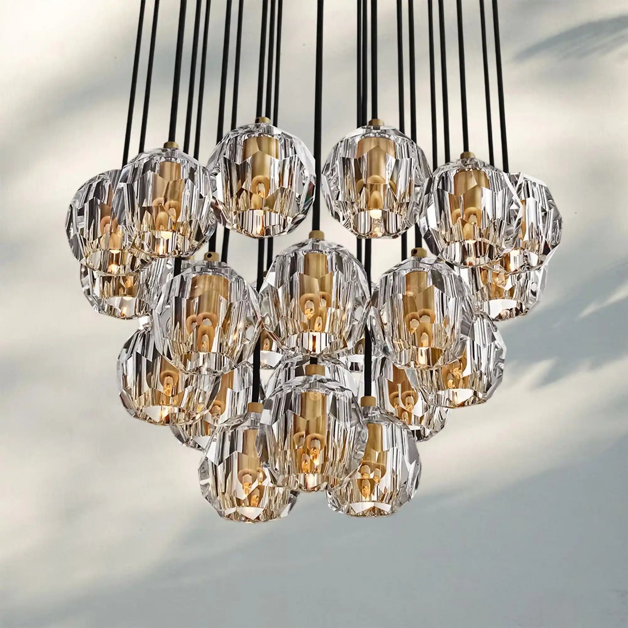 Bouble De Crystal Round Cluster Chandelier-Blushlighting