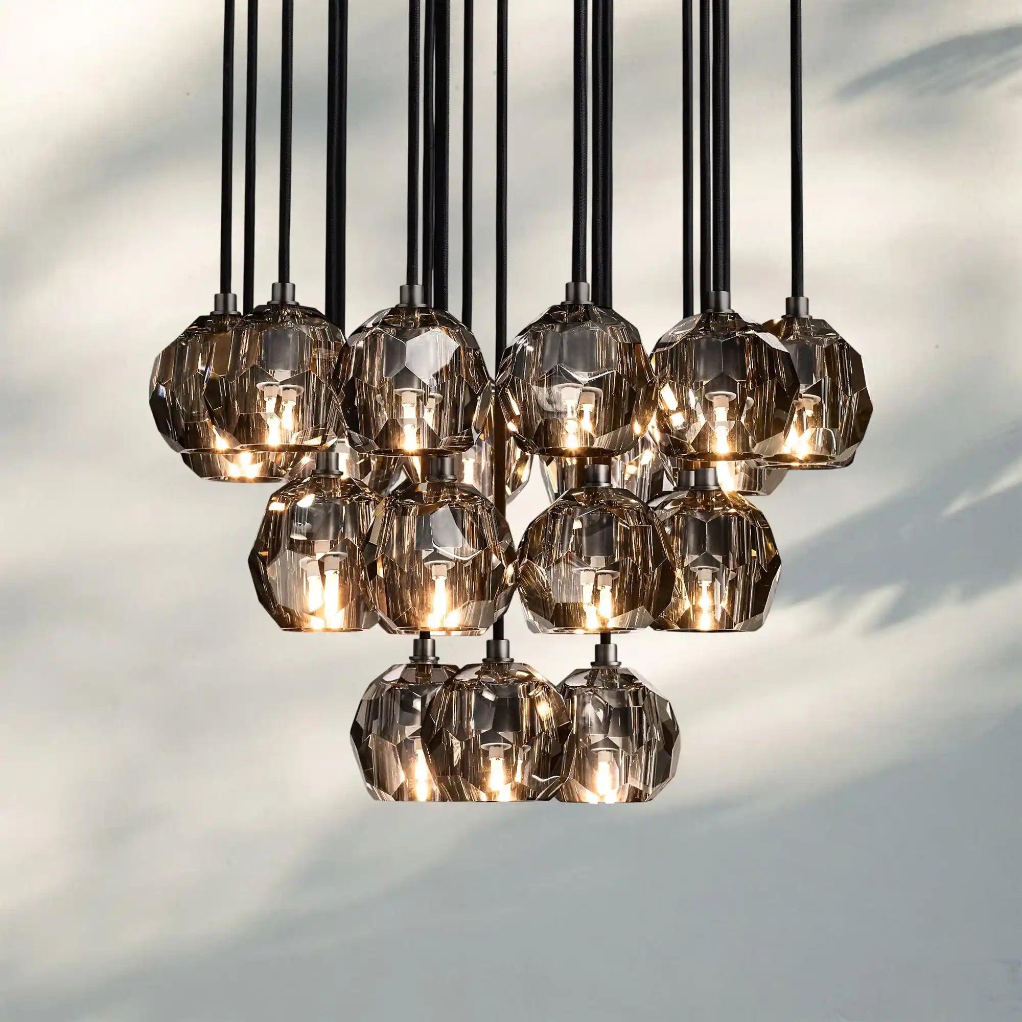 Bouble De Crystal Round Cluster Chandelier-Blushlighting