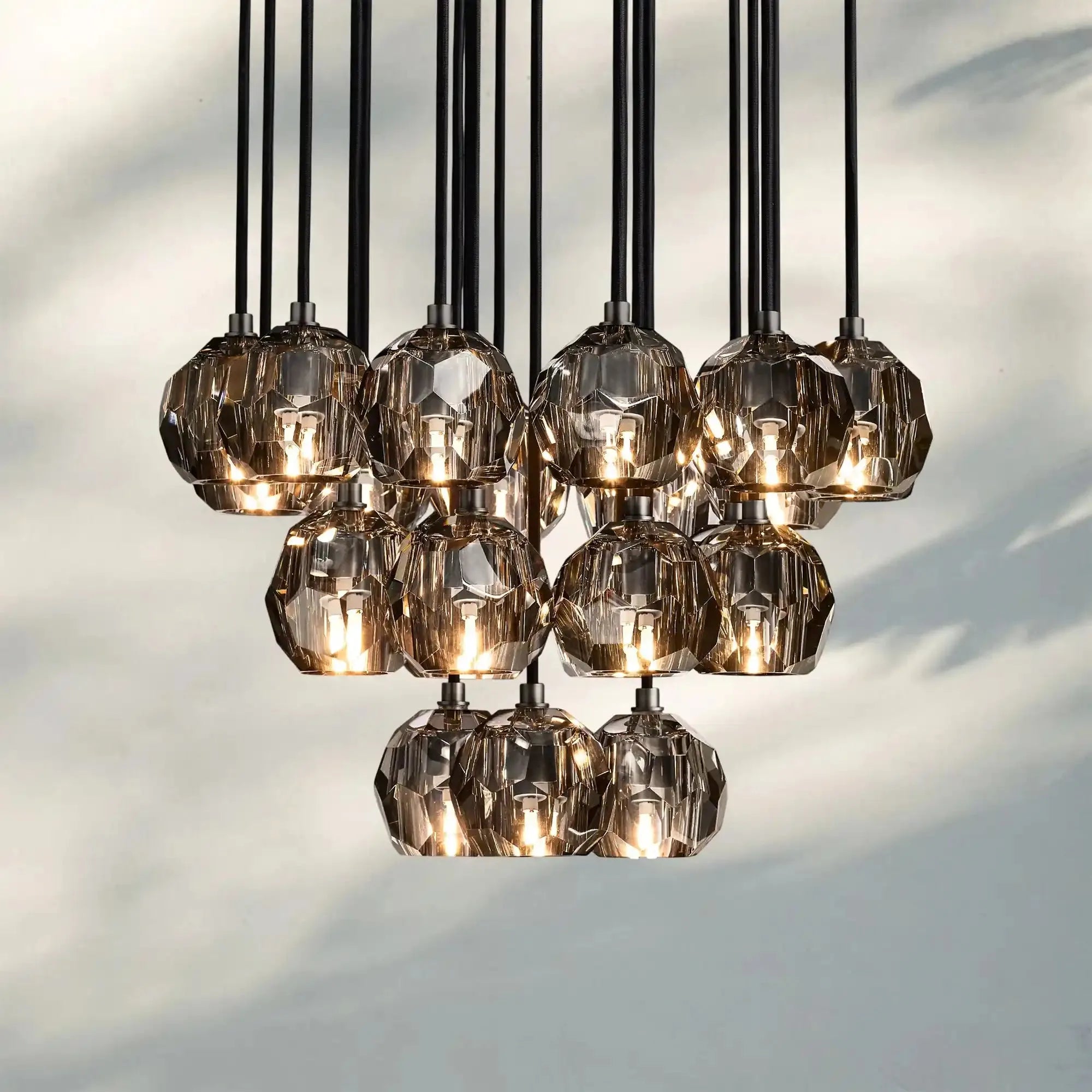 Bouble De Crystal Round Cluster Chandelier-Blushlighting