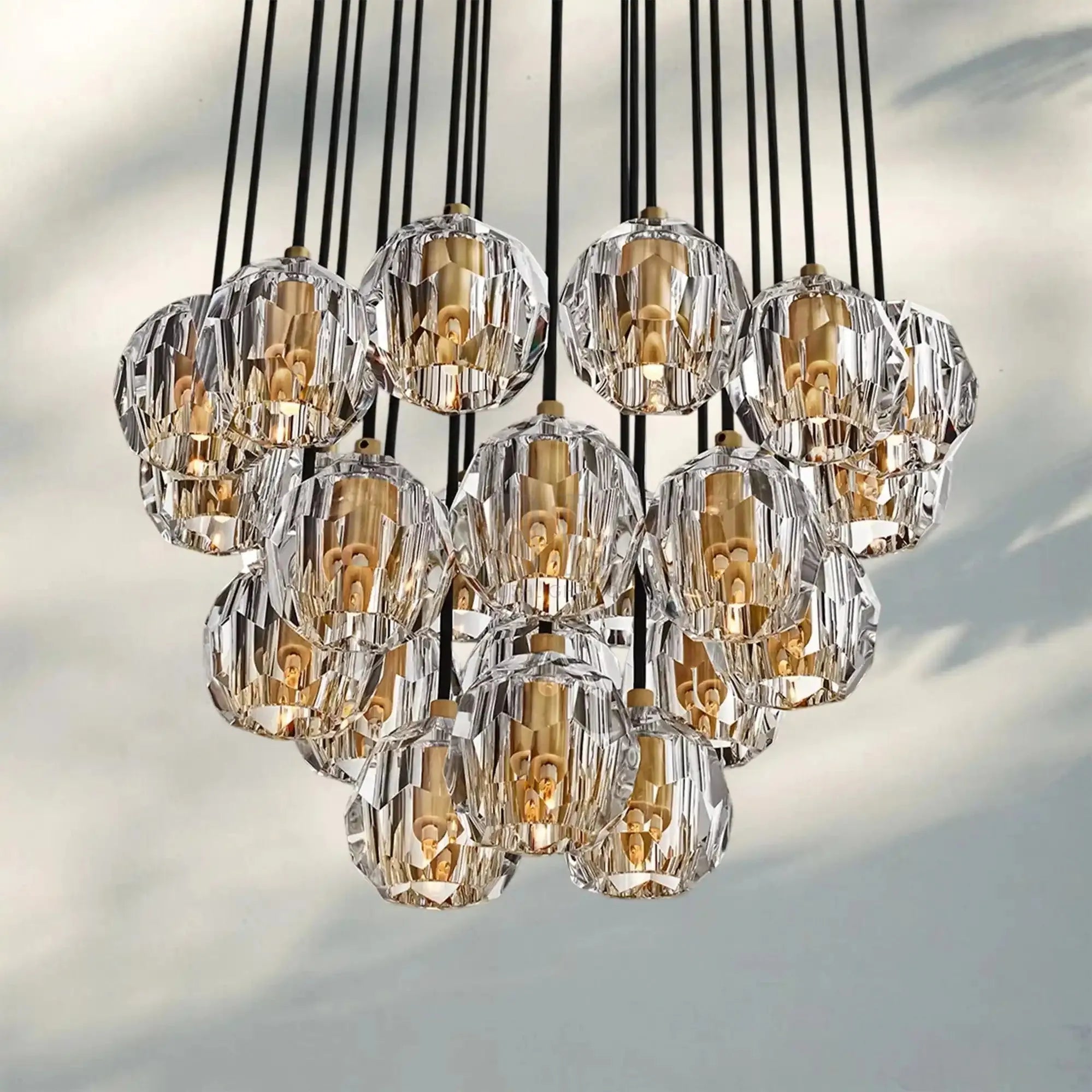 Bouble De Crystal Round Cluster Chandelier-Blushlighting