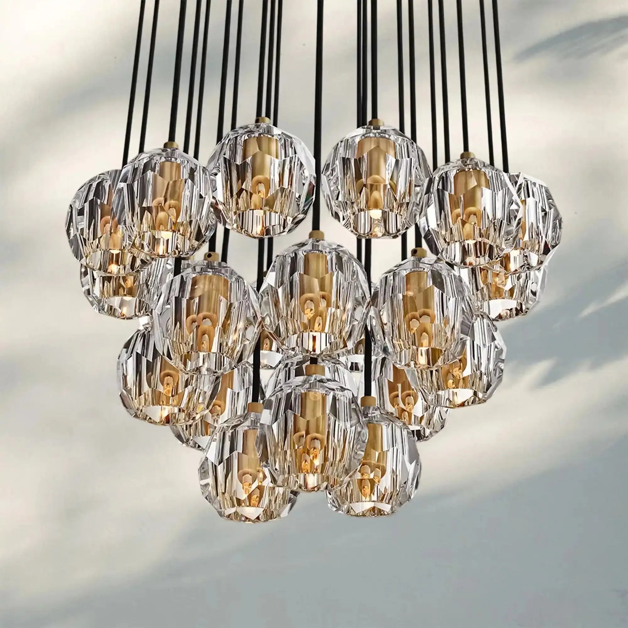Bouble De Crystal Round Cluster Chandelier-Blushlighting