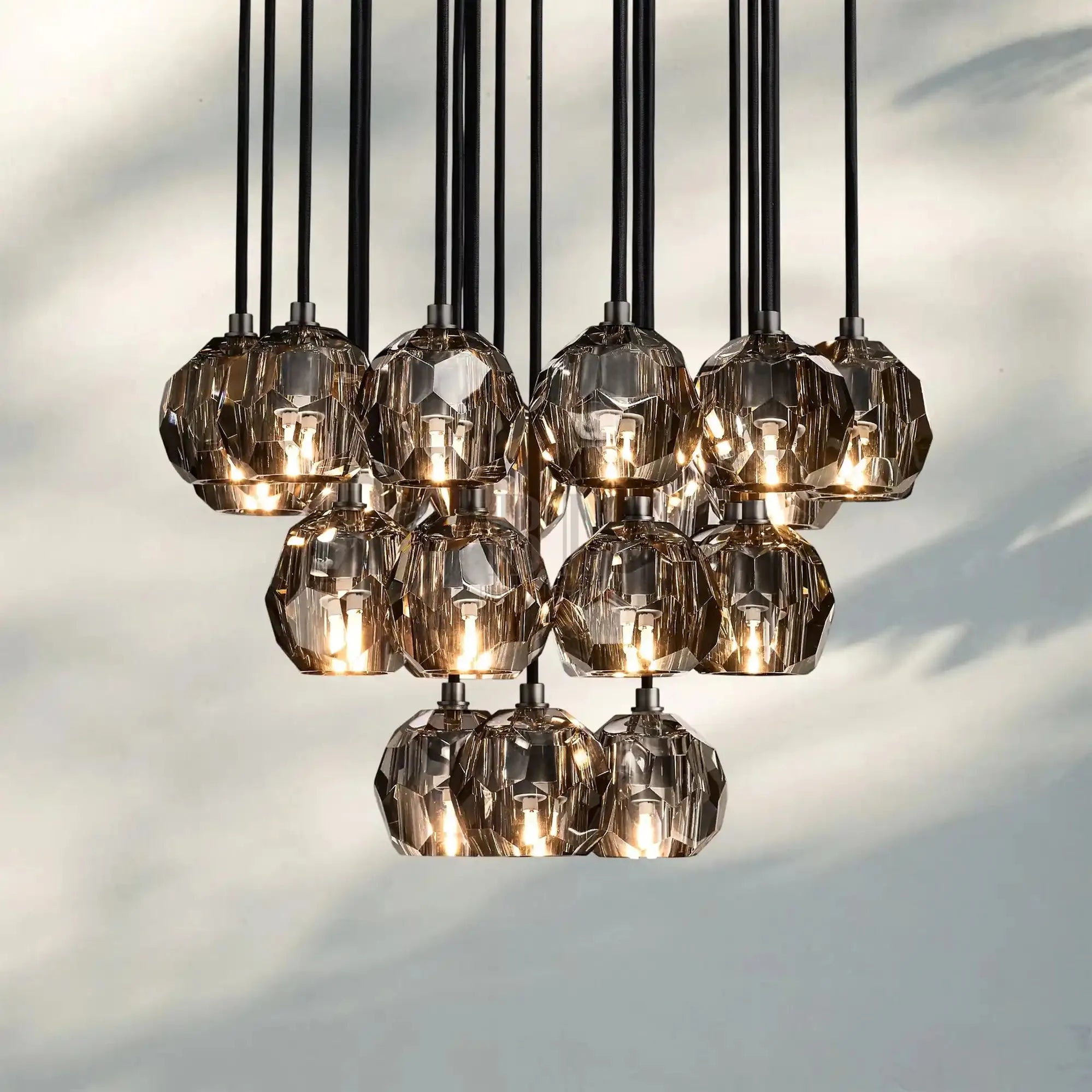 Bouble De Crystal Round Cluster Chandelier-Blushlighting