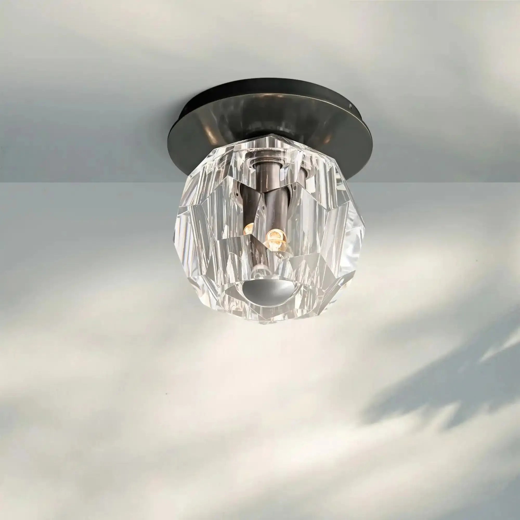 Bouble De Crystal Single Flushmount-Bronze-Clear-Blushlighting
