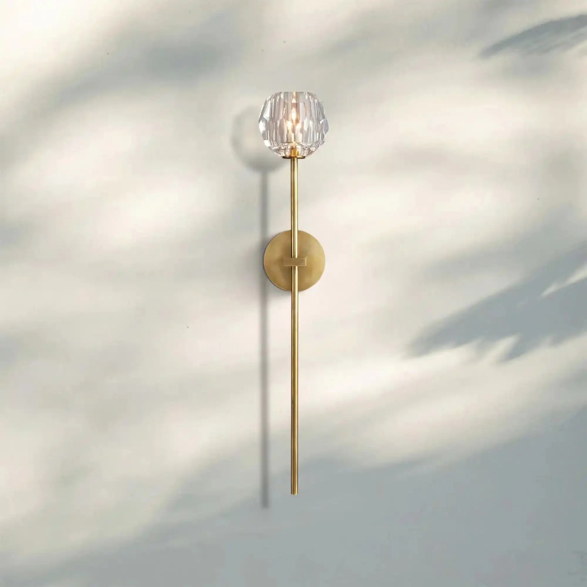 Bouble de Crystal Wall Sconce-Grand Wall Sconce-Lacquered Burnished Brass-Clear-Blushlighting
