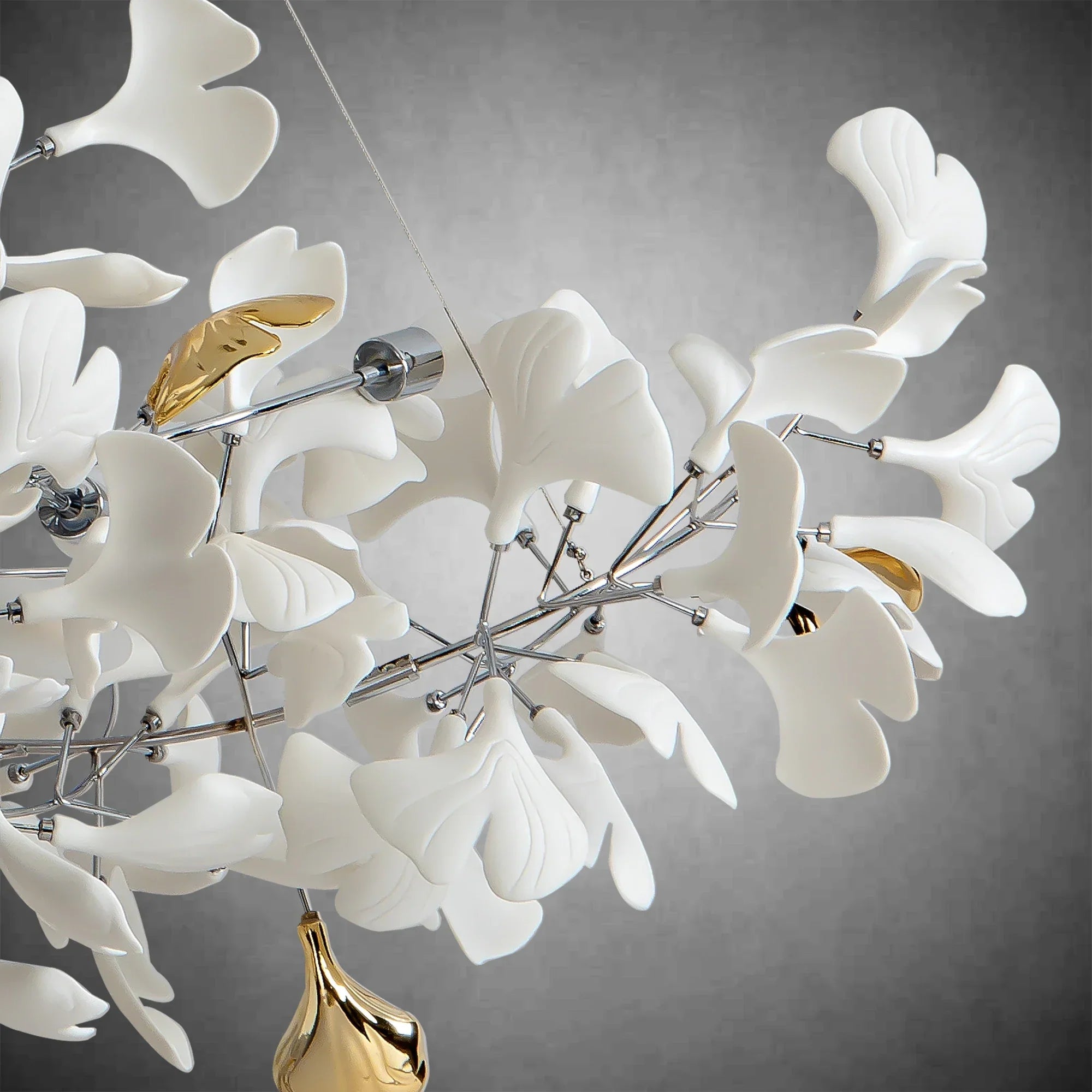 Branch Chandelier White Ceramic Ginkgo Leaf Chandeliers - L59inSilverBlushlighting
