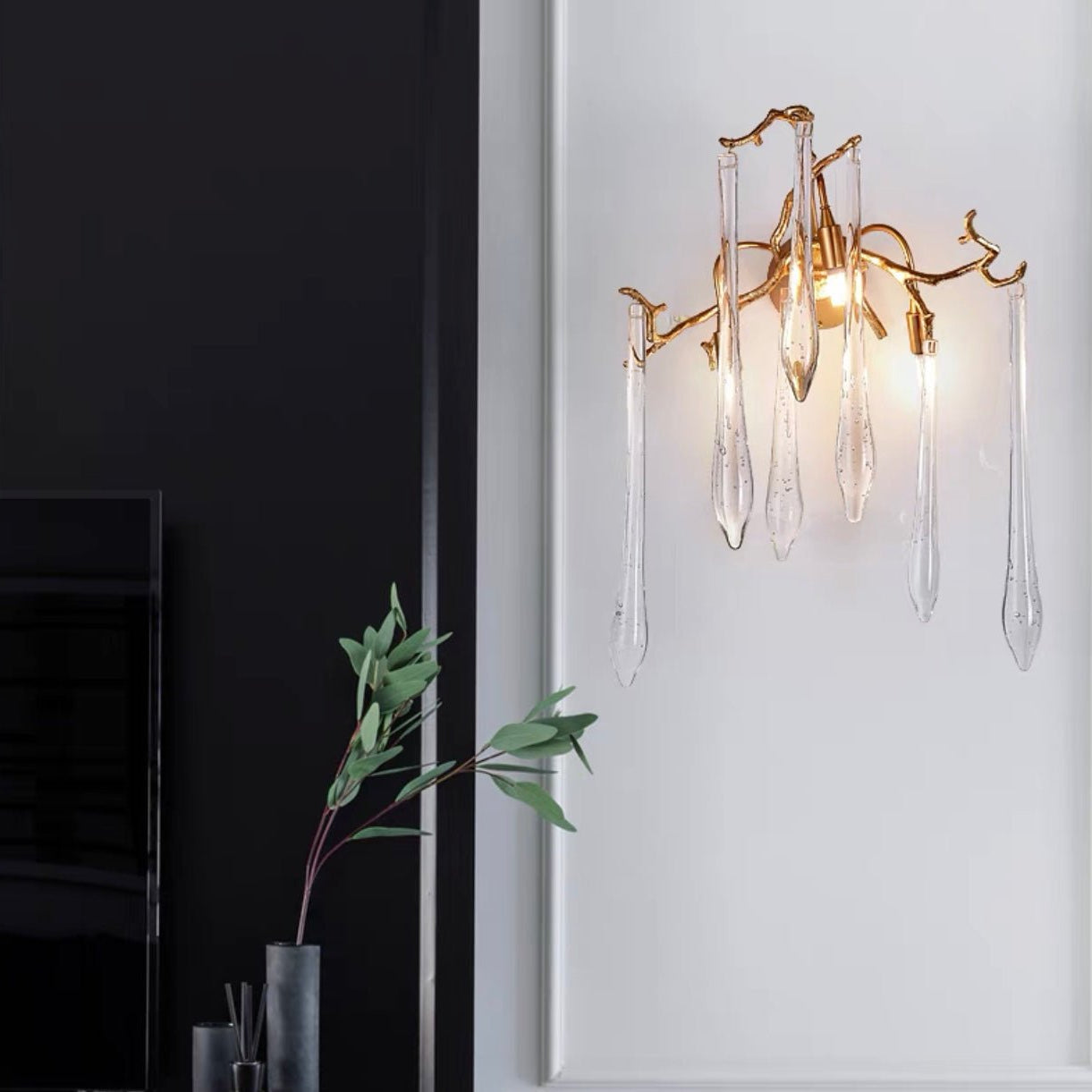 Branch Crystal Drops Chandelier in French Style with Copper Gold Finish for Dining and Living Room Ceiling - Round D23.6"*H15.8"/29.5kgWarm LightBlushlighting